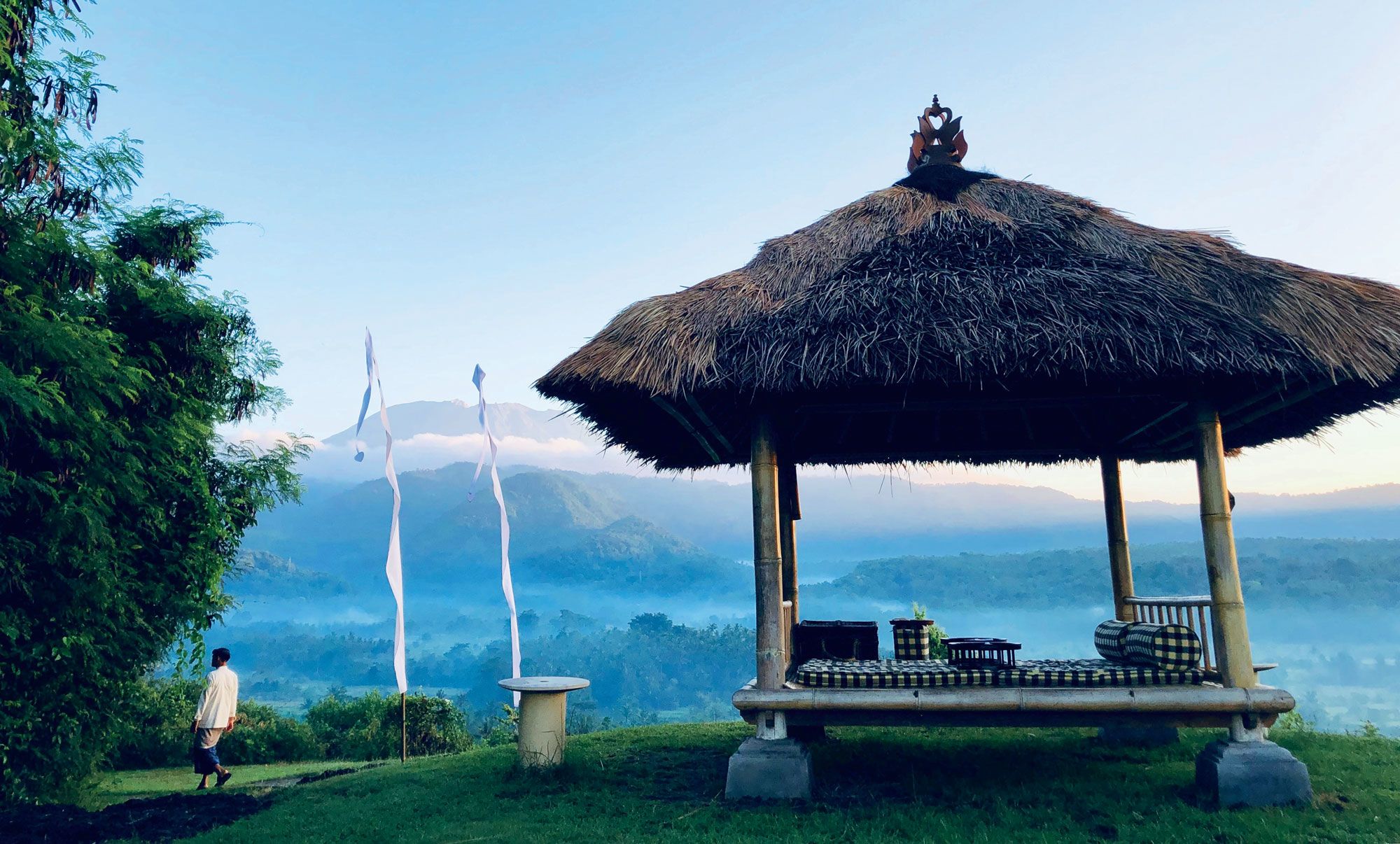 A former helipad at the Amankila has been converted into a garden with a pavilion.