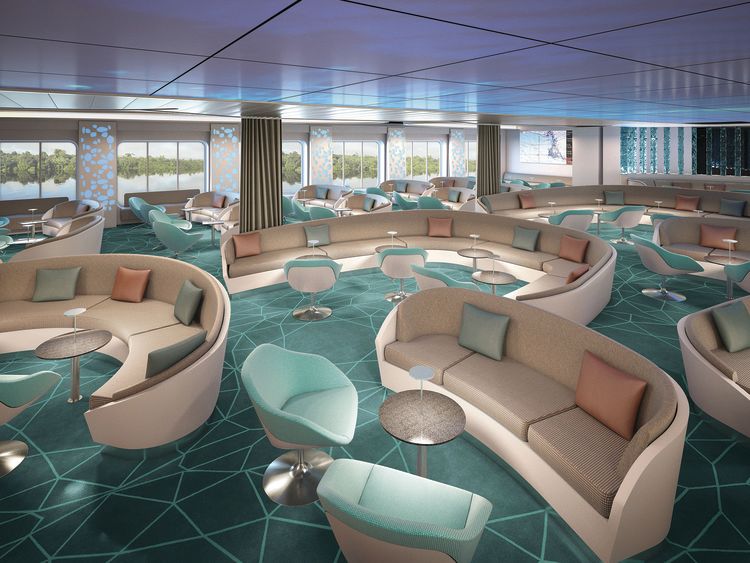 A rendering of a lounge onboard the Hanseatic Inspiration.