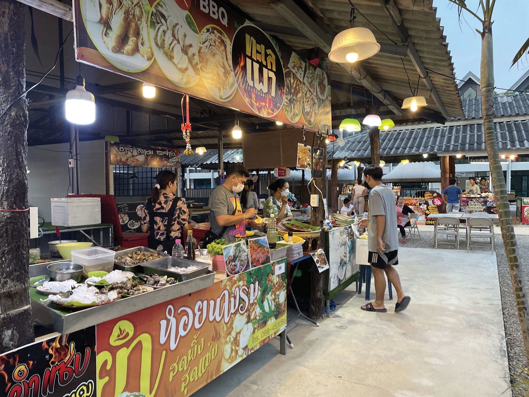 Food stalls at Ao Nang’s night market still pull out all the stops for the smaller, pandemic-era crowds. (Photo by Meagan Drillinger)