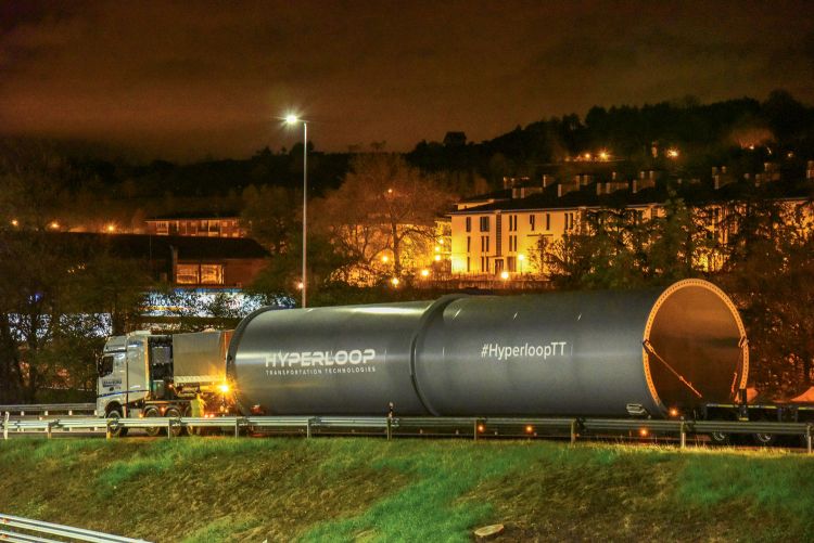 The HyperloopTT test tunnel on its way to the Toulouse test site. (Courtesy of Hyperloop Transportation Technologies)