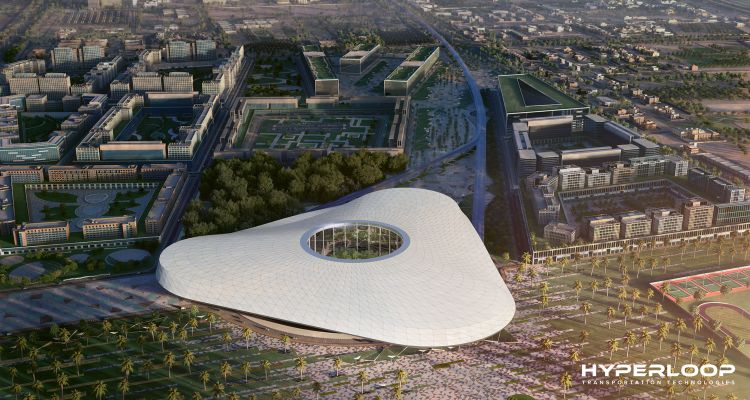 A rendering of a hyperloop station as envisioned by HyperloopTT. (Courtesy of Hyperloop Transportation Technologies)