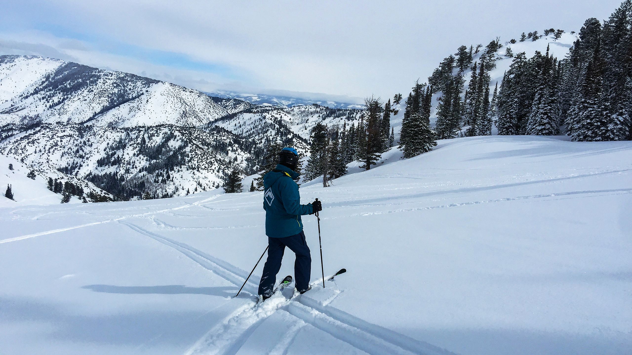 A skier at Utah’s Powder Mountain makes fresh tracks. The mountain takes pride in its uncrowded and mostly ungroomed terrain. TW PHOTO BY ROBERT SILK