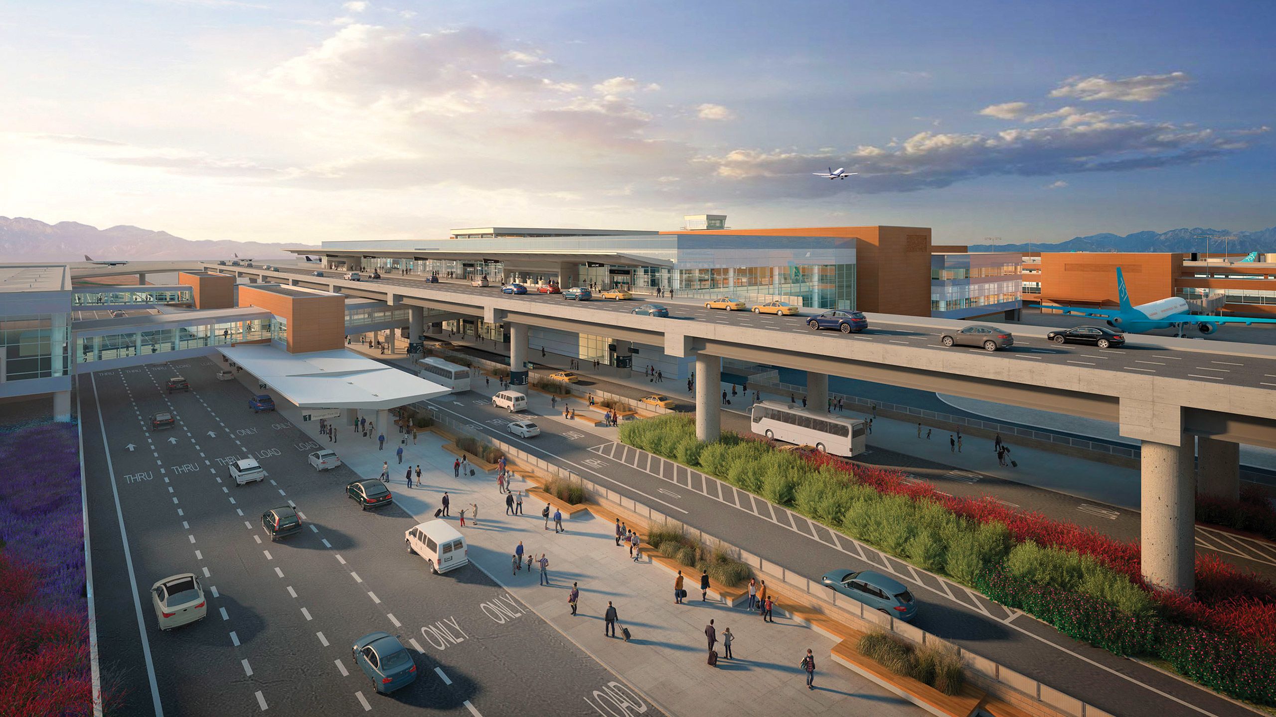 A rendering of the new Salt Lake City Airport terminal, which is slated to open late this year.