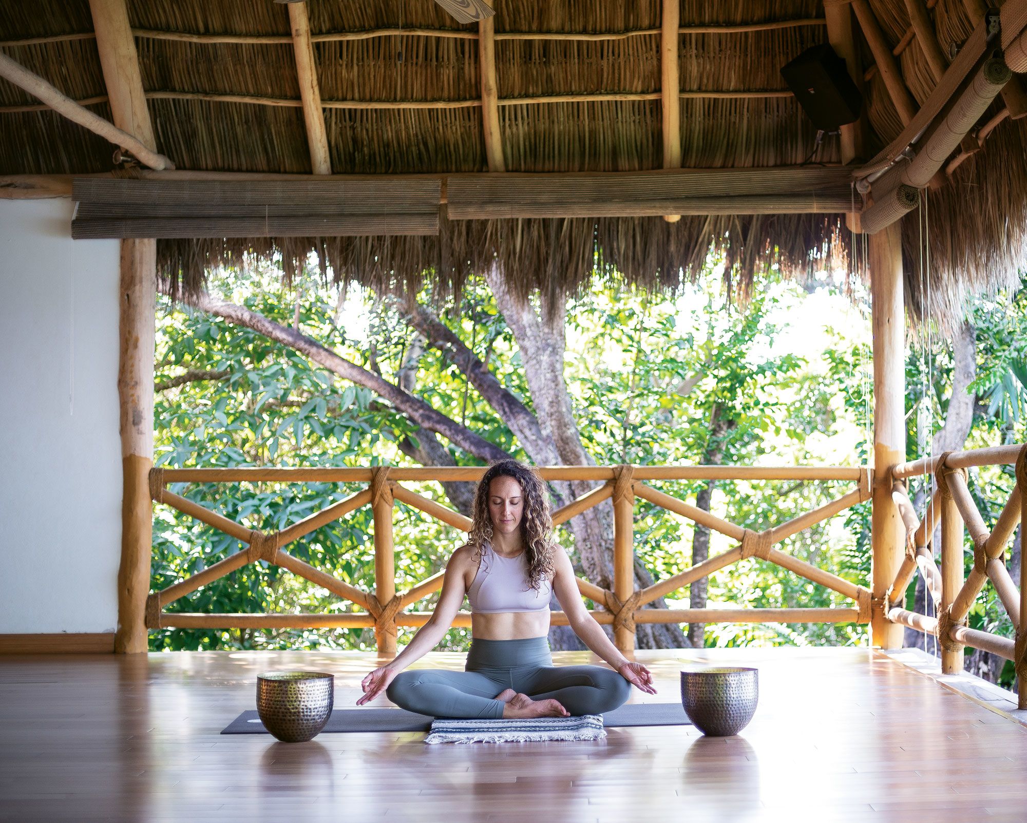 A yoga space at Xinalani, an ecoresort and yoga retreat in Mexico’s Puerto Vallarta.