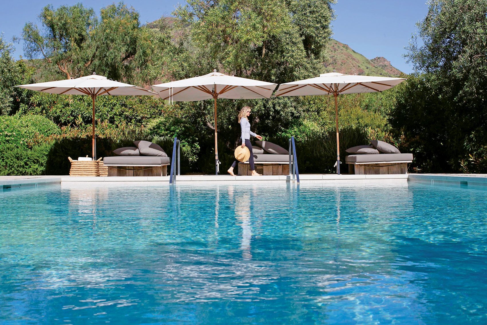 The pool at the Ranch Malibu in California. The resort has seen a surge in demand since reopening last July.