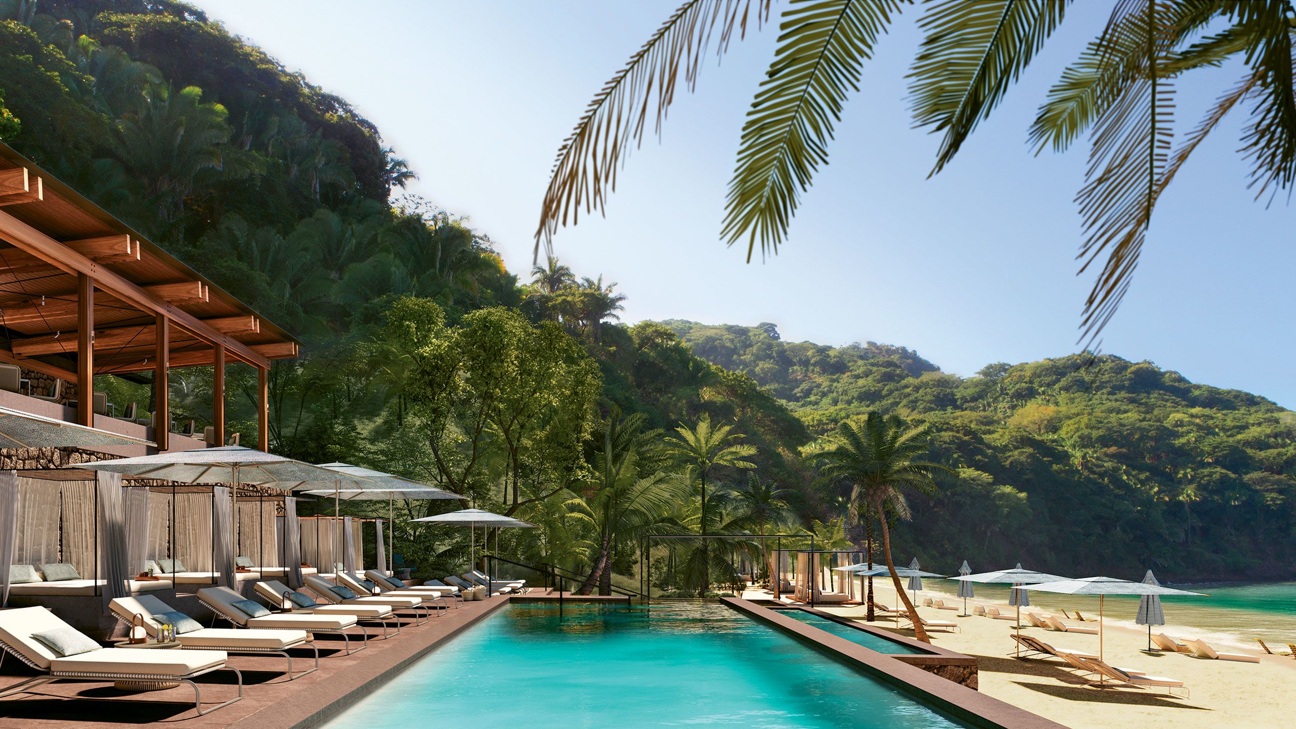 A rendering of the Majahua Beach Club, part of the One&Only Mandarina complex opening this year.