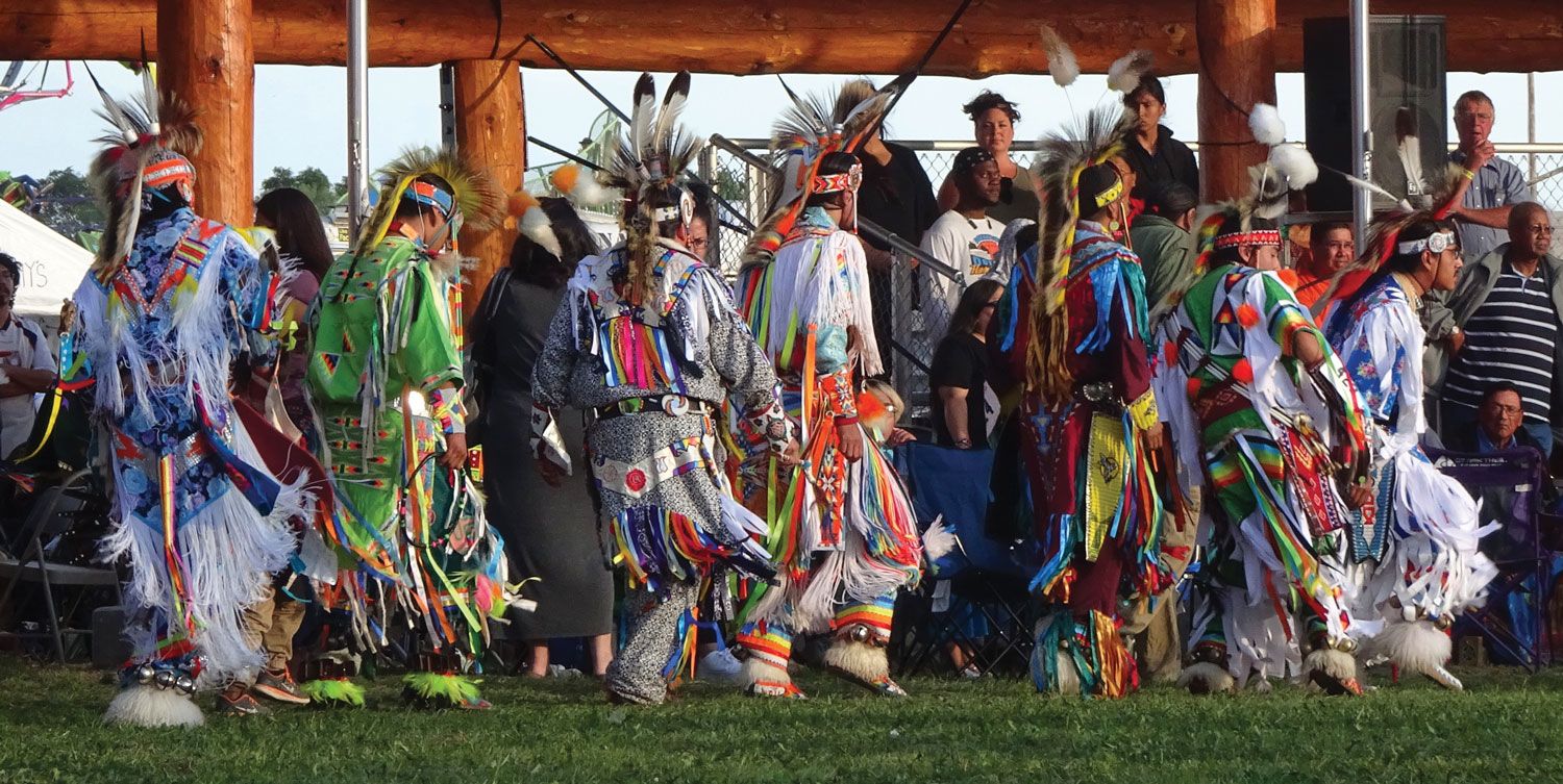 The grand entry of the powwow of the Rosebud Sioux Tribe held in August 2019. (Photo courtesy of Seleni Matus)