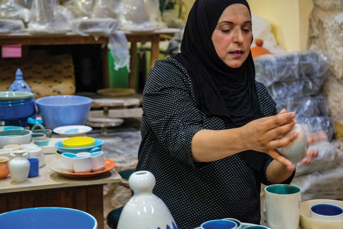 Guests traveling with the Travel Corporation in Jordan often visit the Iraq al-Amir Women’s Cooperative.
