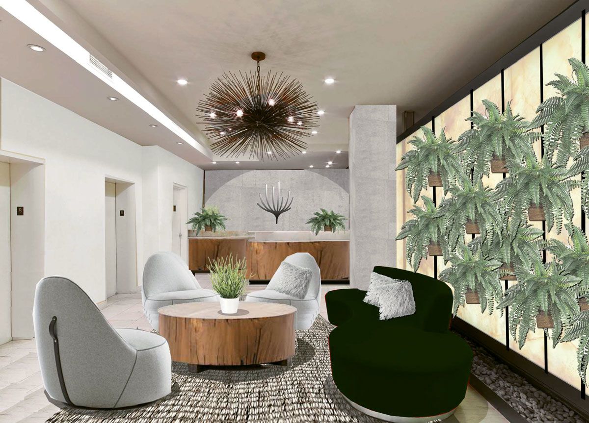 A rendering of a space at a Mynd Spa & Salon, formerly Red Door Spa, which rebranded in a bid to expand beyond its traditional female clientele.