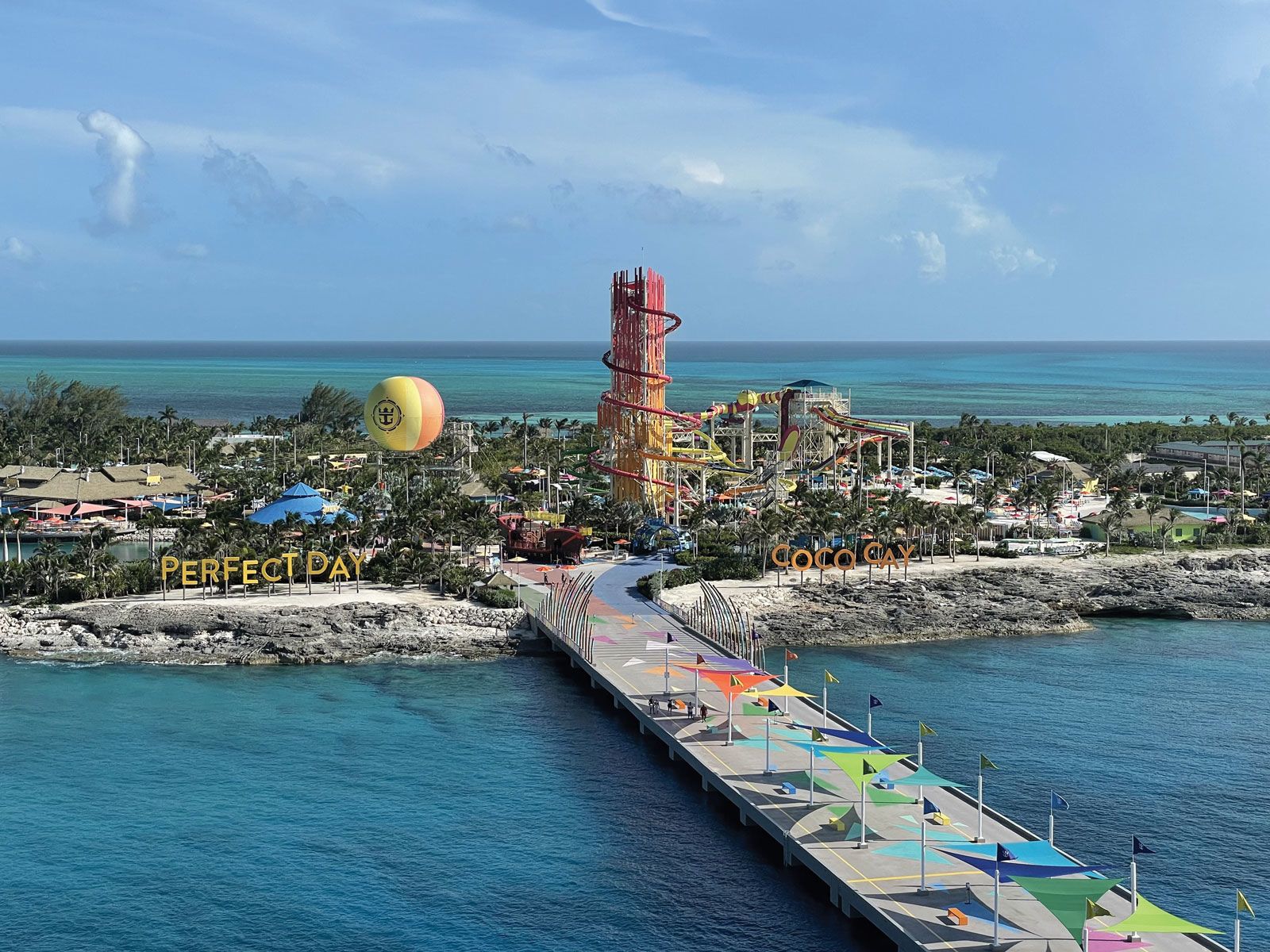 The view of Perfect Day at CocoCay from the Freedom of the Seas, then on its first restart cruise out of Miami. (Photos by Alex Zand @alexzand)