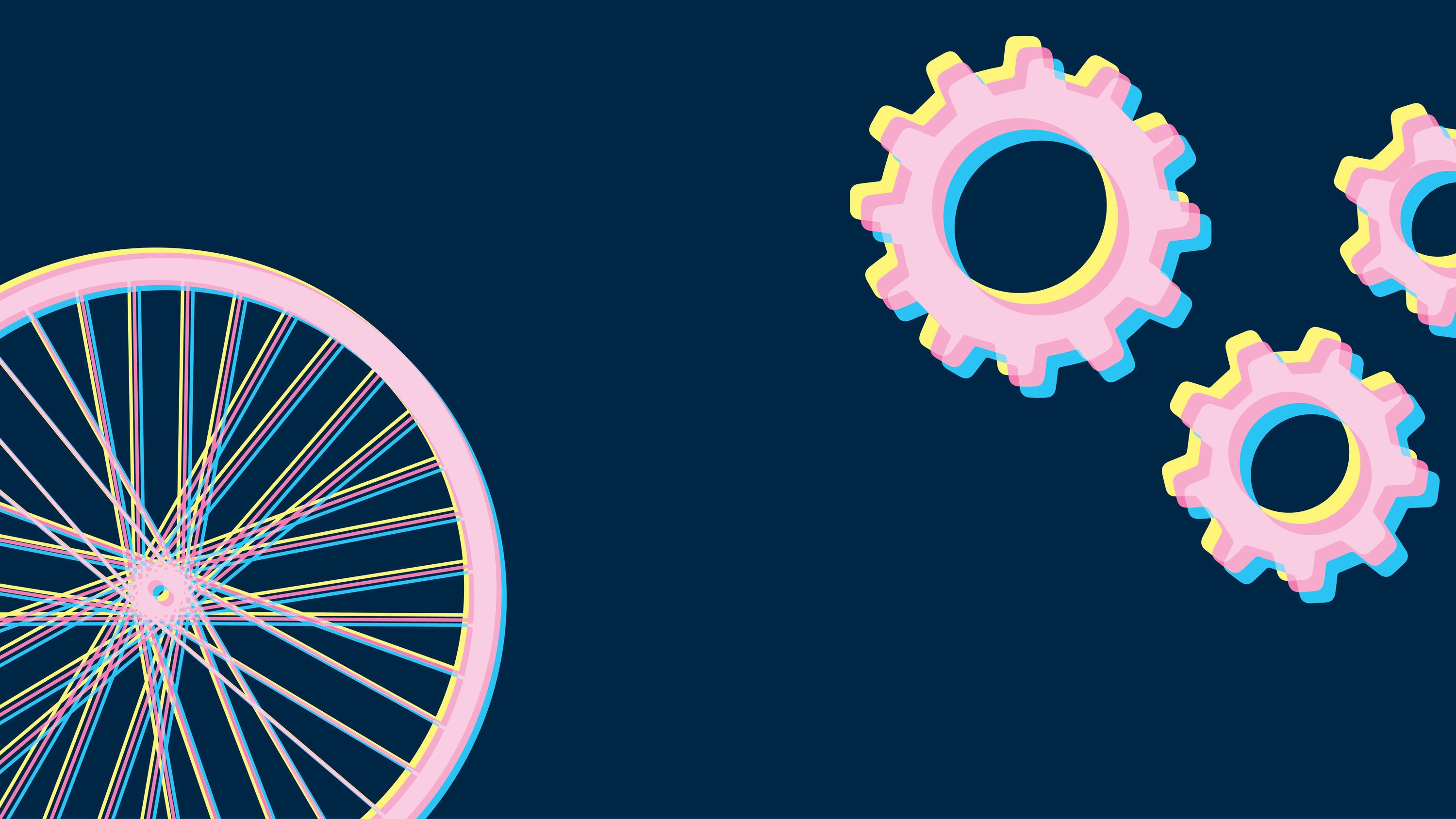 Vector illustration of wheelchair wheel and cogs