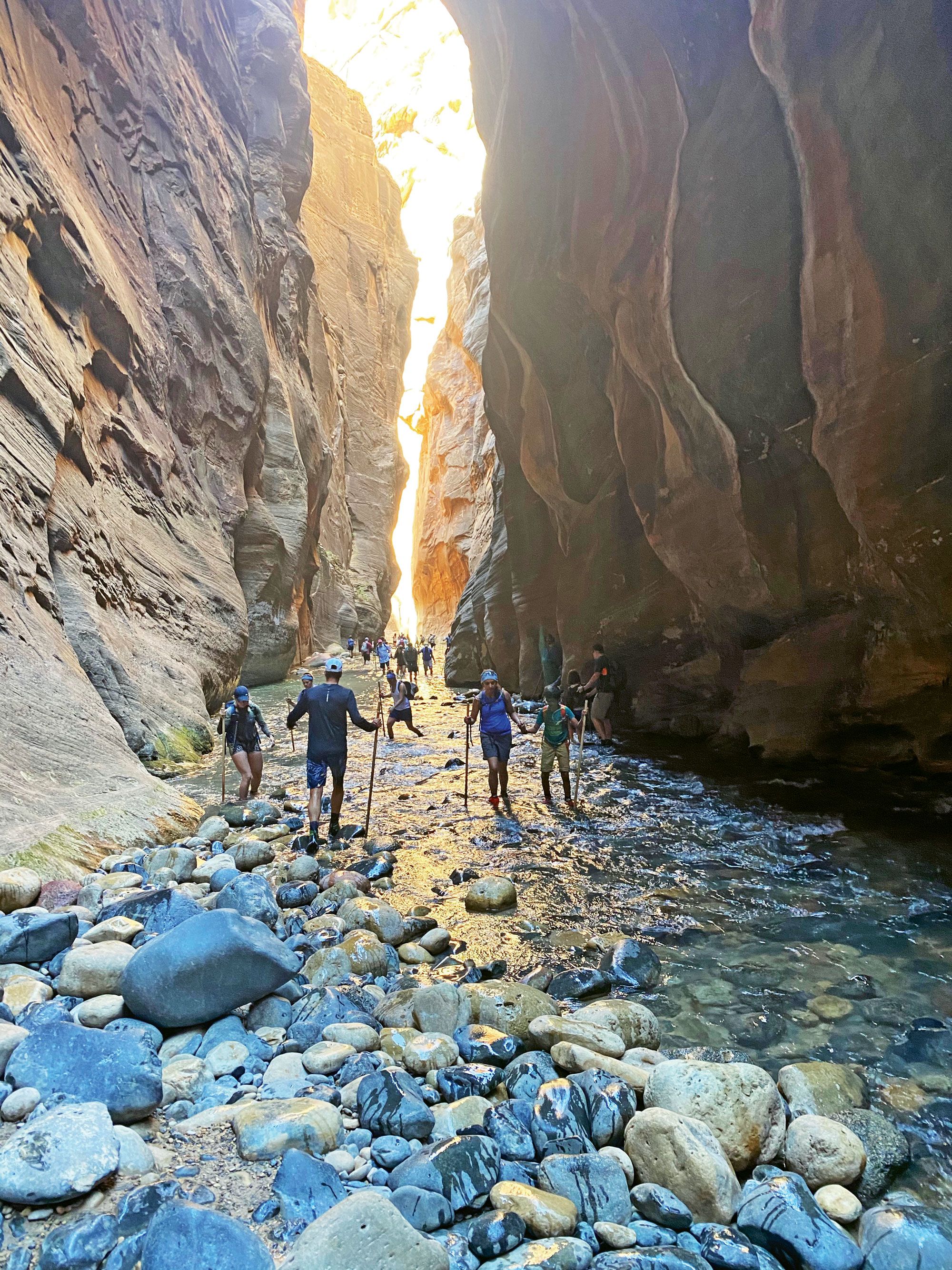 Tourists in the Narrows in Zion National Park in early June. (TW photo by Robert Silk)