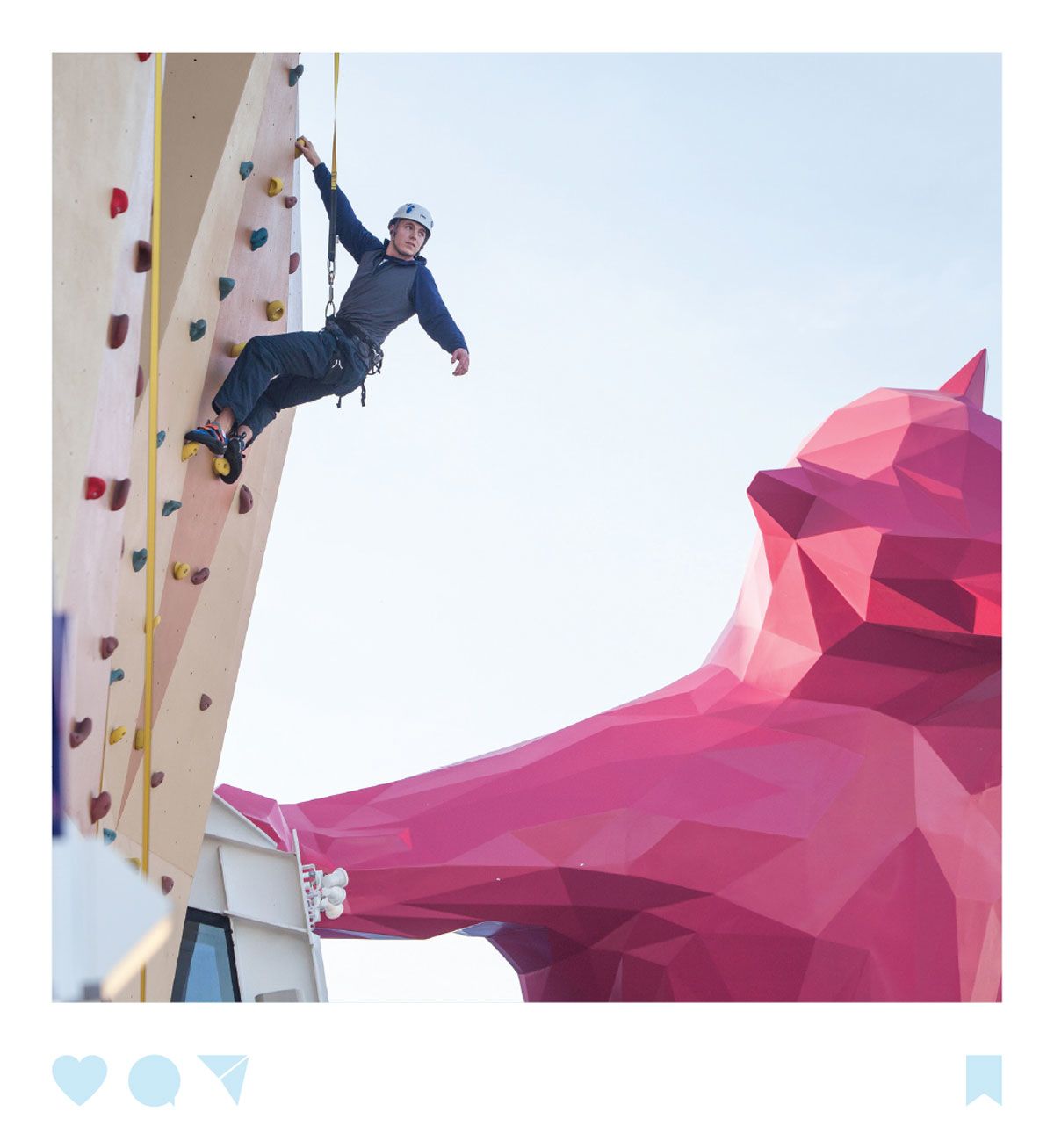The rock-climbing wall on Royal Caribbean International’s Quantum of the Seas. (Courtesy of Royal Caribbean)