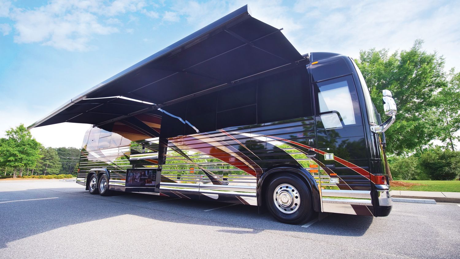 The newest addition to Goss RV’s fleet is a Prevost bus conversion by Marathon Coach. (Courtesy of Goss RV)