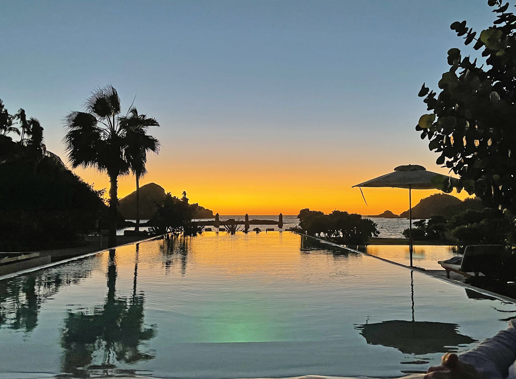 At the Careyes resort, a long pool runs from the restaurant to the beach.