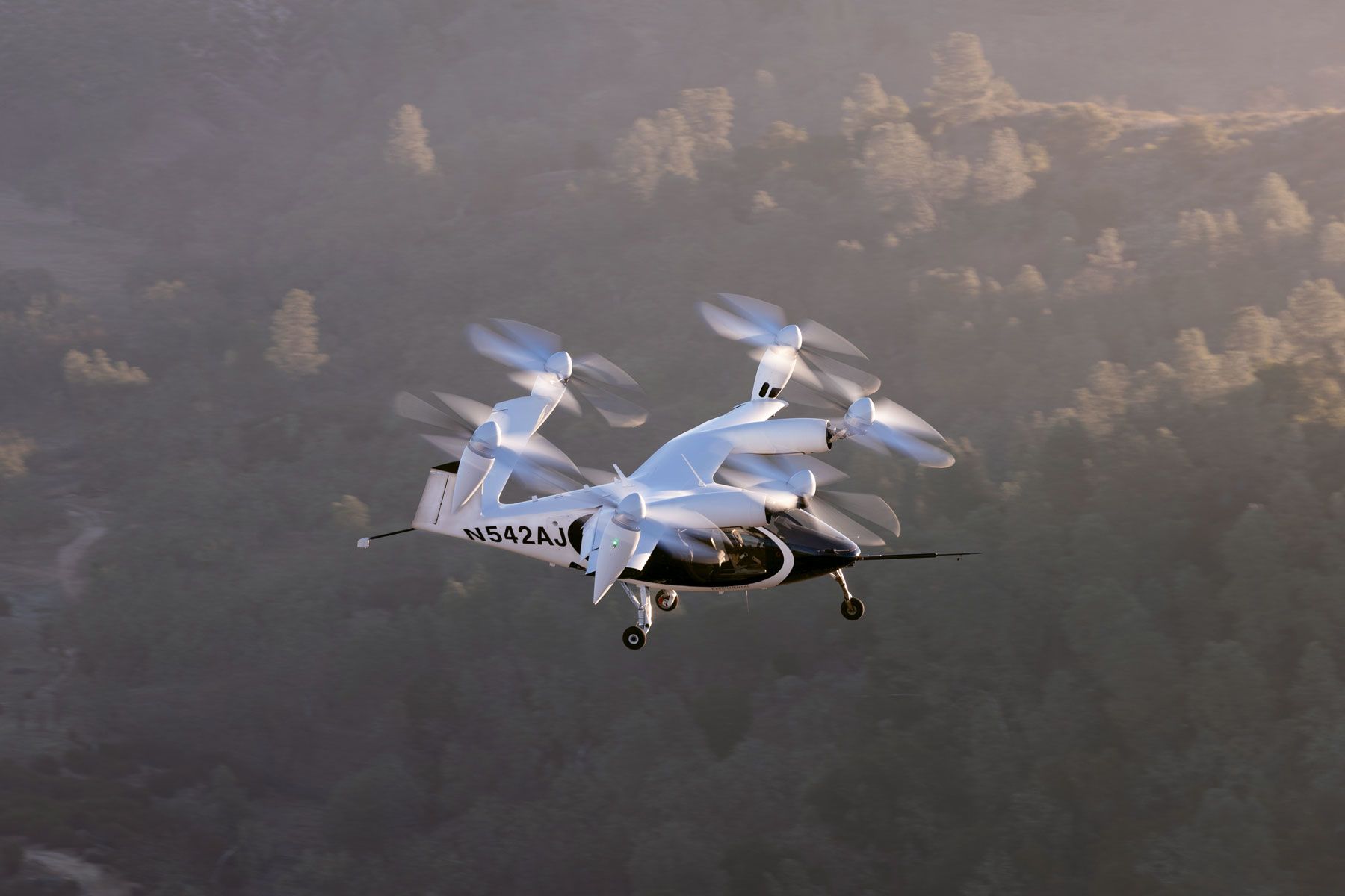 Joby Aviation’s four-passenger eVTOL aircraft is regarded by analysts as one of the leaders in the race toward commercial certification. The company has support from JetBlue’s venture capital arm. (Courtesy of Joby Aviation)