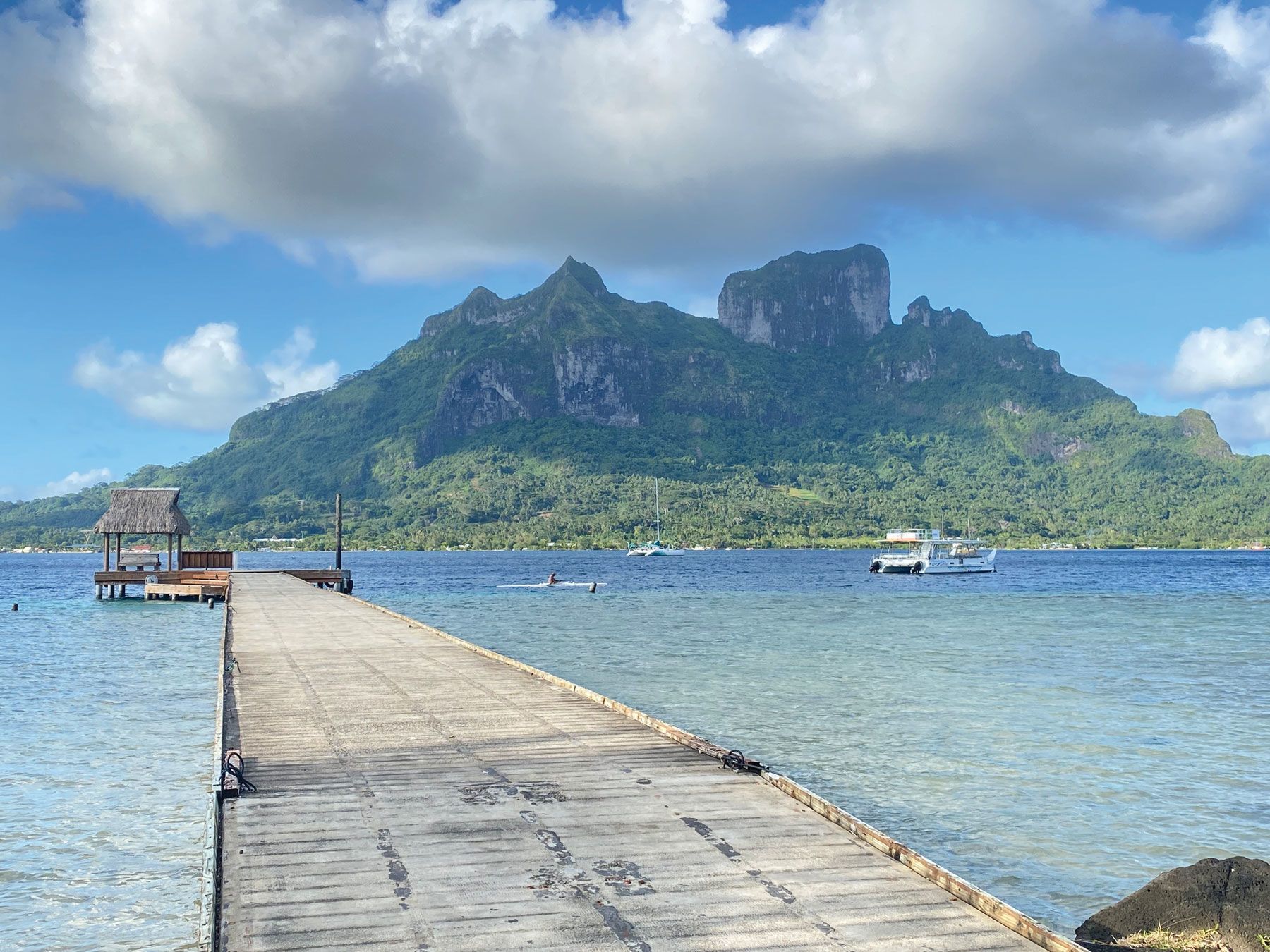 A pier on Bora Bora, which is no longer allowing more than 1,200 passengers to call at the island at a time. (TW photo by Andrea Zelinski)