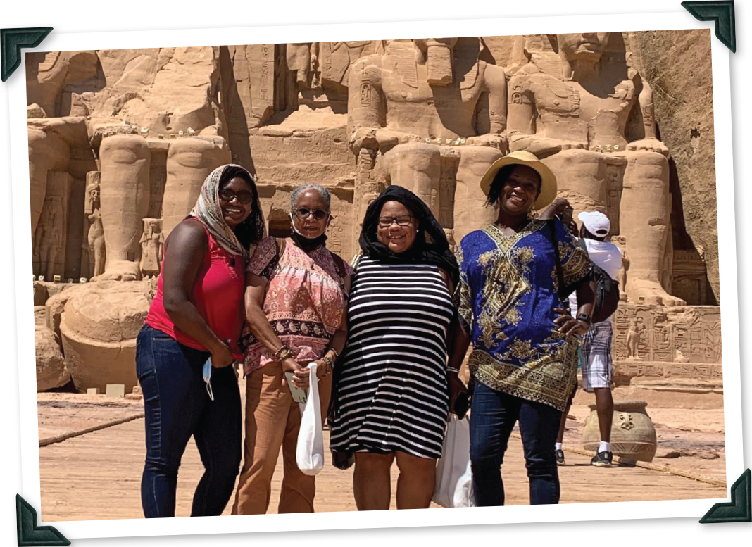 Clients of Akua Washington, owner of Oheneba Events & Travel in Douglasville, Ga., at the Great Temple of Ramesses II. (Courtesy of Oheneba Events & Travel)