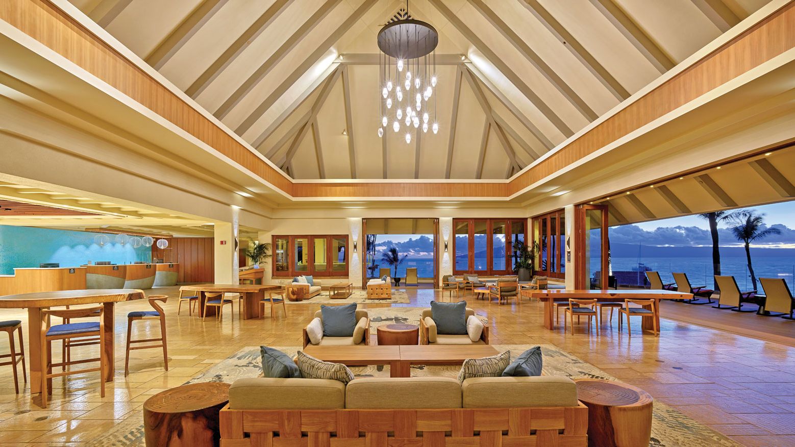 The lobby of the Sheraton Maui Resort and Spa, which was redesigned by AHL. (Courtesy of AHL)