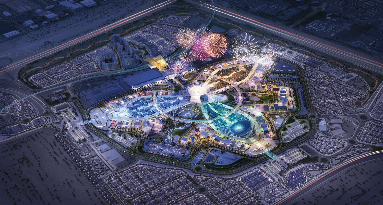 A rendering of the Expo 2020 Dubai site. The six-month event was expected to open in October and draw 25 million visitors, 70% of them from abroad.