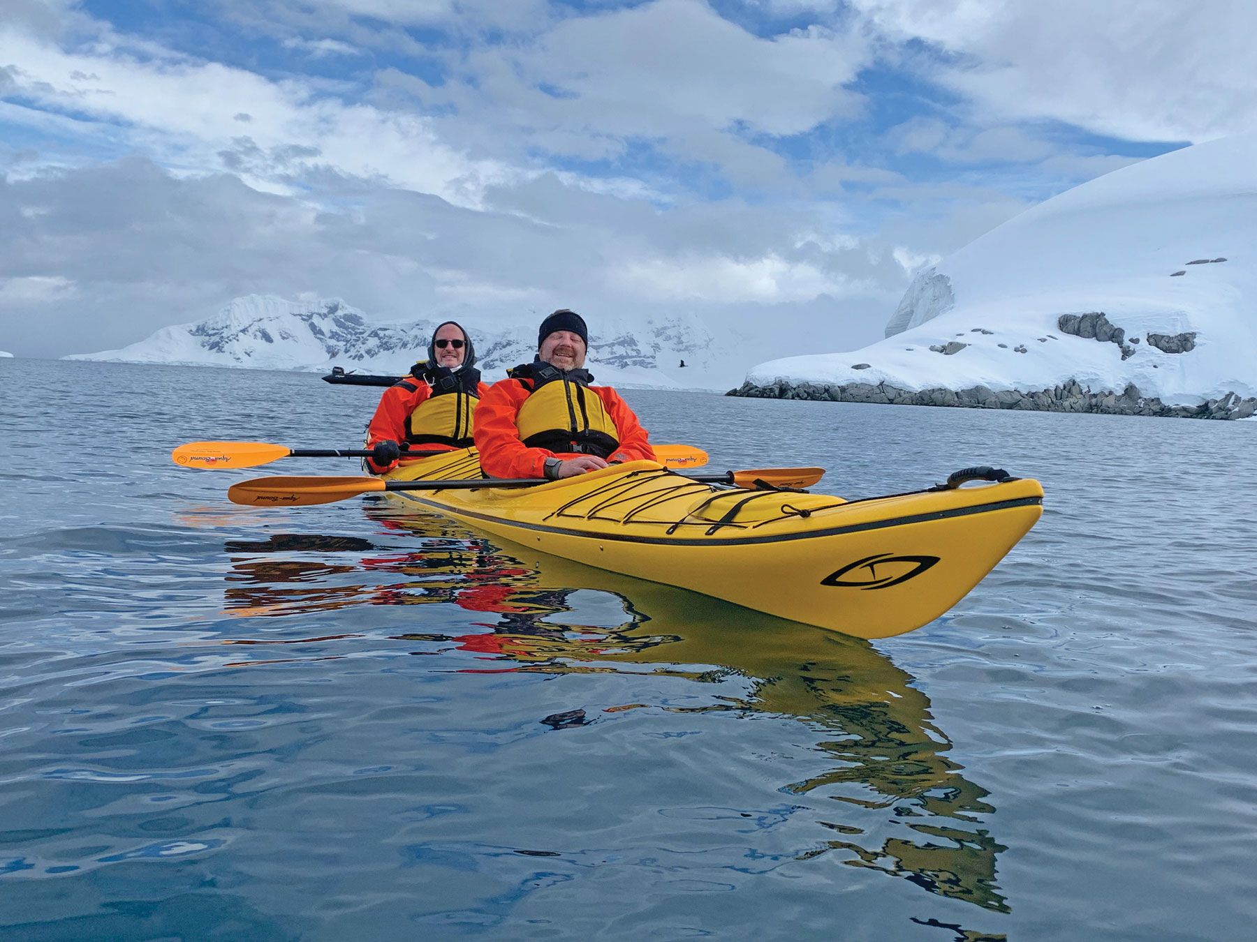 Ralph Iantosca and his partner, Michael, kayaking off Antarctica. Michael tested positive for Covid and had to quarantine in Chile. (Courtesy of Ralph Iantosca)