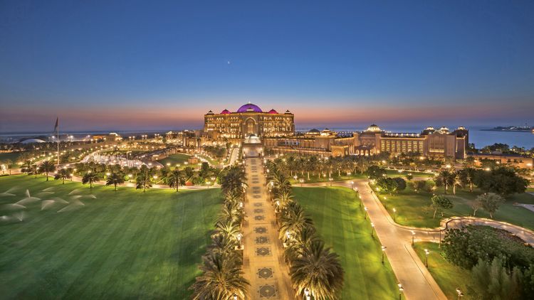 Etihad offers passengers flying in the Residence, a three-room suite aboard the carrier’s A380s, free nights at the Emirates Palace in Abu Dhabi.