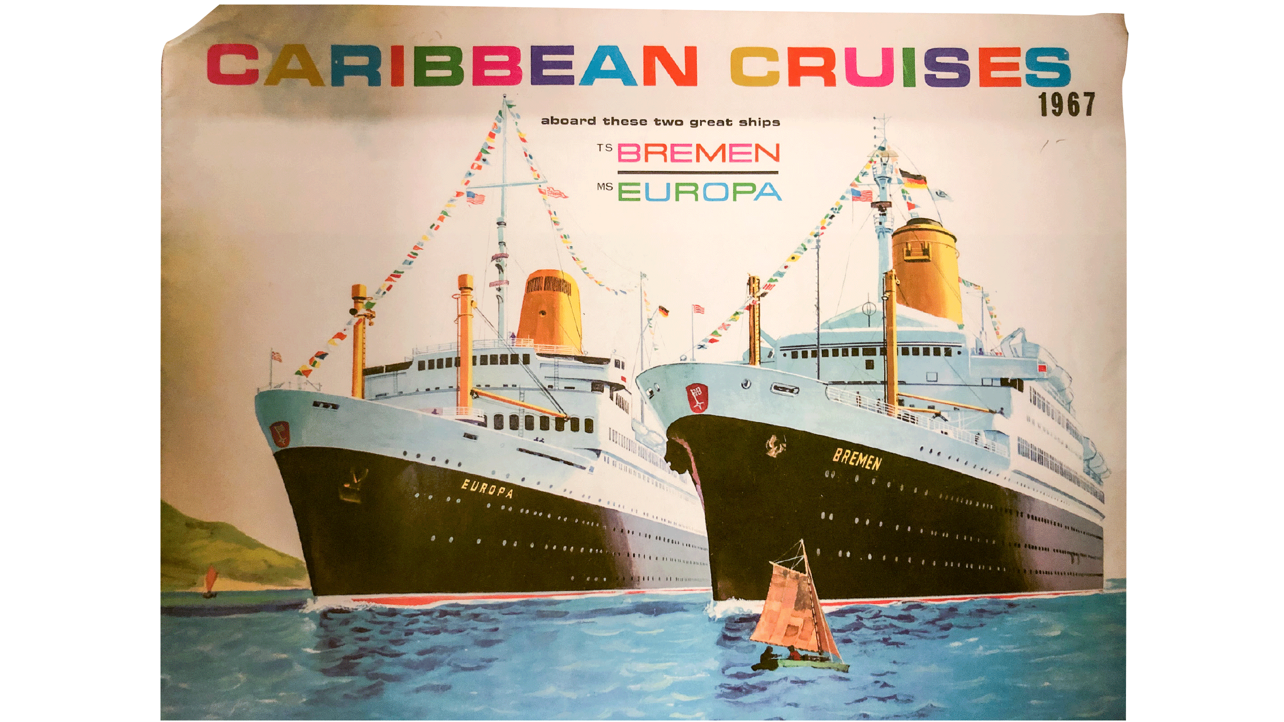 An ad from Hapag-Lloyd predecessor North German Lloyd. At the start of the modern cruising era, transatlantic ocean liners like the Europa and the Bremen were put on “scenic” cruises for the winter months.