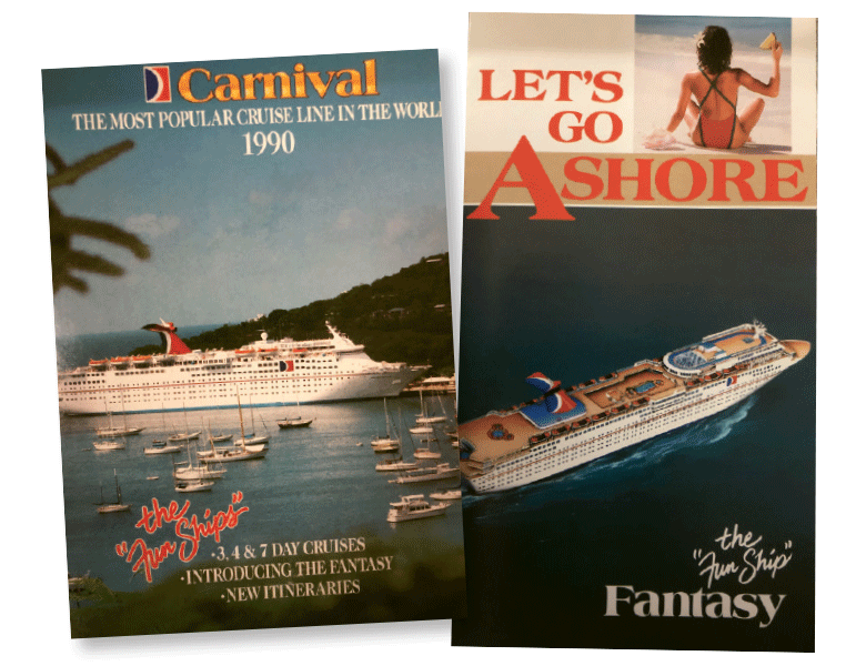 Ads from the early ’90s for the Carnival Fantasy labeling it one of the “Fun Ships.”