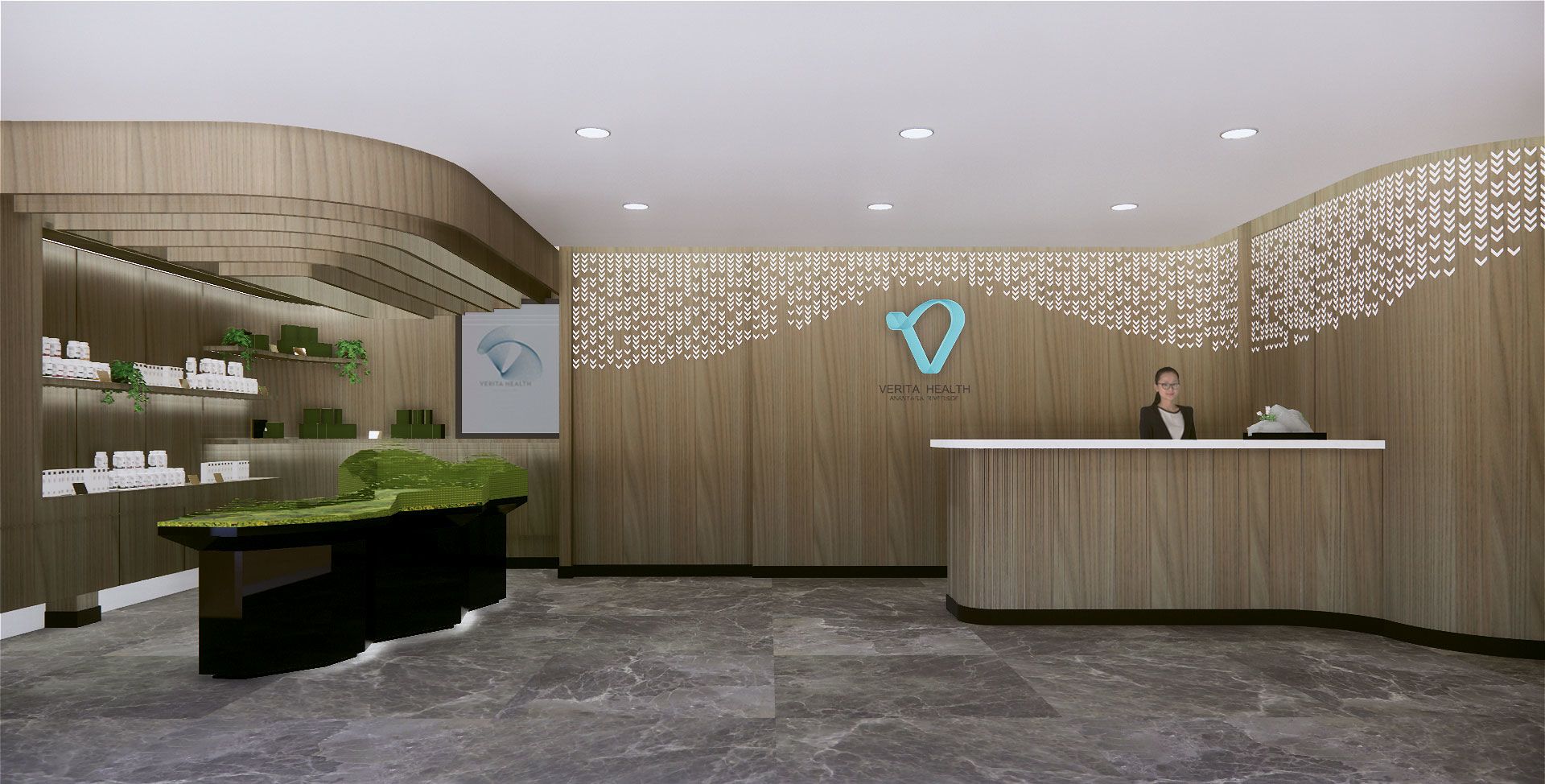 A rendering of the reception area. Anantara has partnered with the Verita Healthcare Group on the centers.