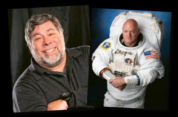 Apple co-founder Steve Wozniak, left, and astronaut Scott Kelly, right, are among the Seabourn Conversations speakers the cruise line is featuring on December sailings.