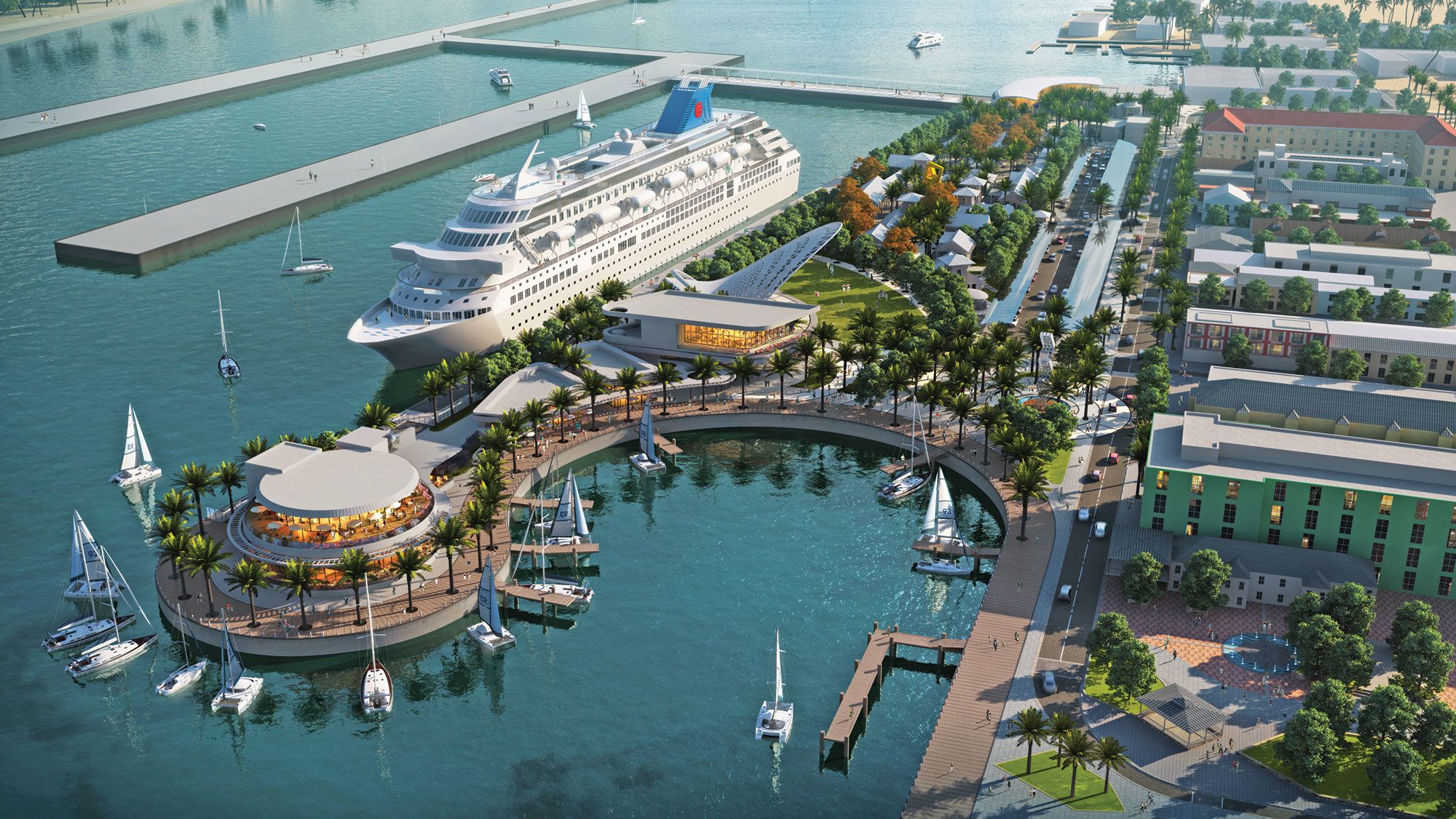 A rendering of the Nassau Cruise Port, which is set to open next year. (Courtesy of Nassau Cruise Port)