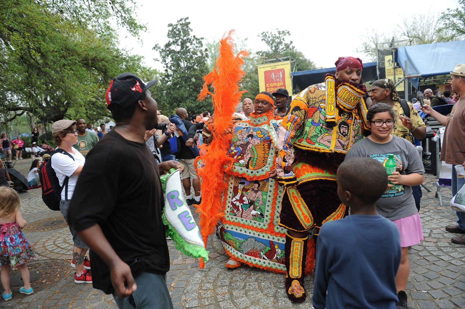 Mardi Gras Indians in costume at the Congo Square New World Rhythms Festival in New Orleans. (Photo courtesy New Orleans & Co.)
