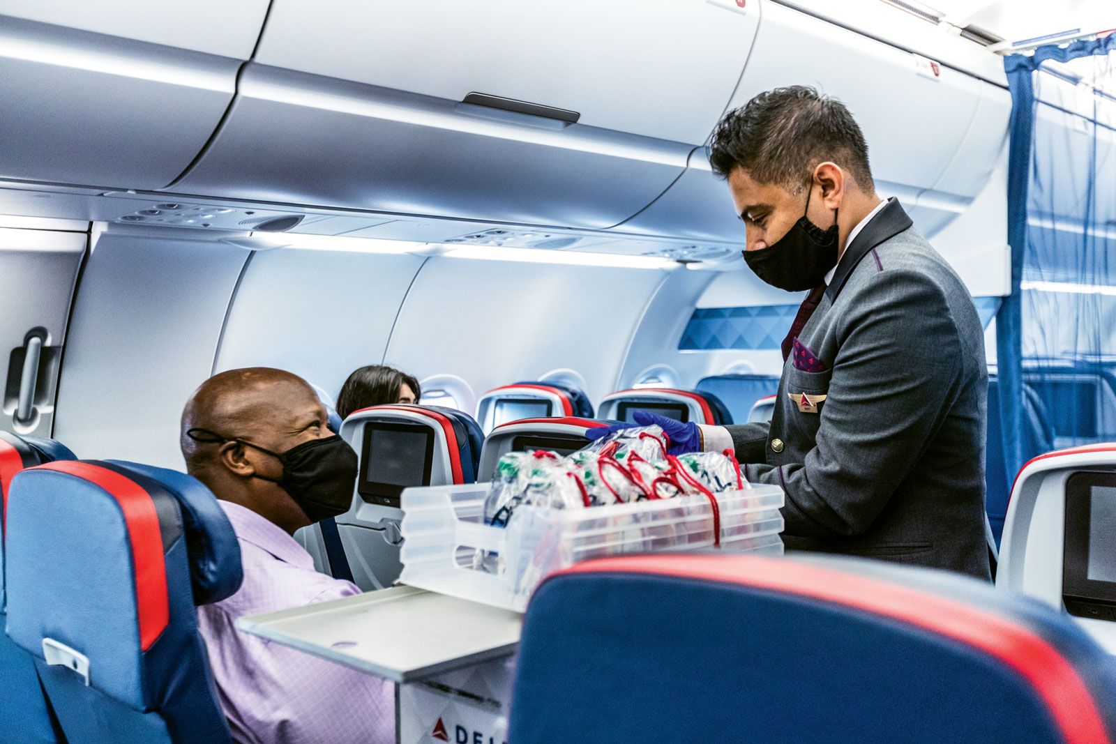 PPE handouts are part of the Delta CareStandard program and other airlines’ health safety programs during the Covid-19 pandemic.