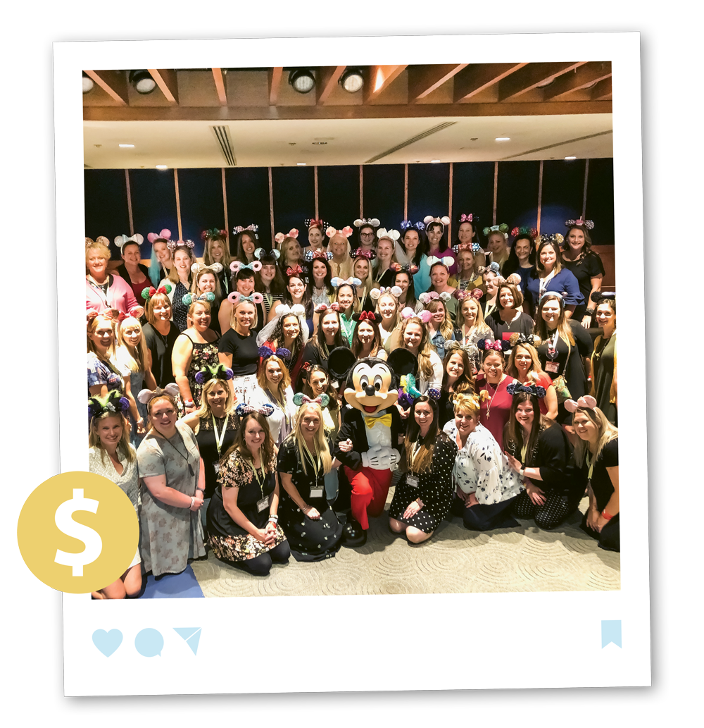 The MickeyTravels team of travel advisors wear their mouse ears.
