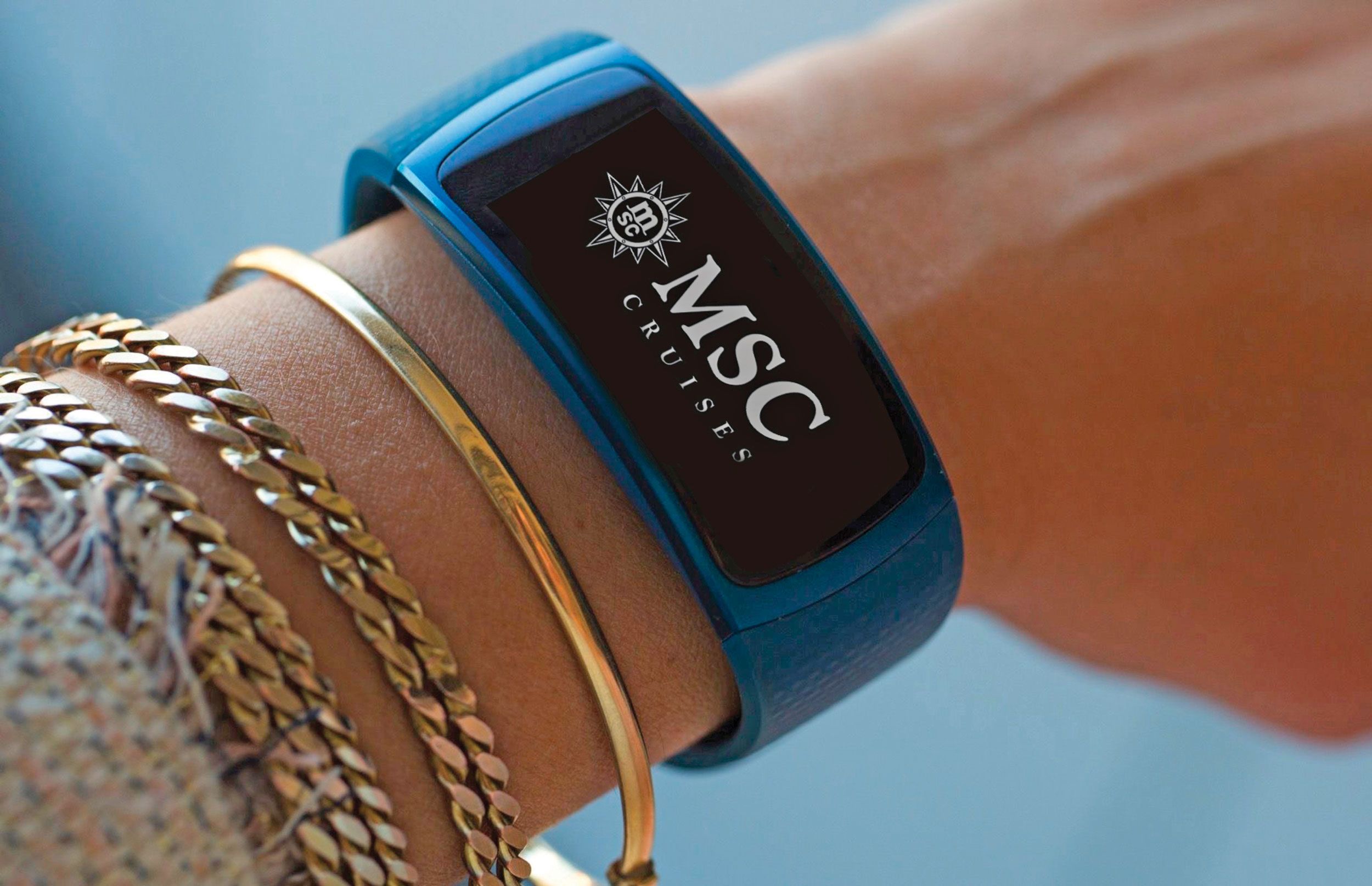 A common feature of cruise lines’ tech programs is wearable devices, such as MSC Cruises’ bracelet.