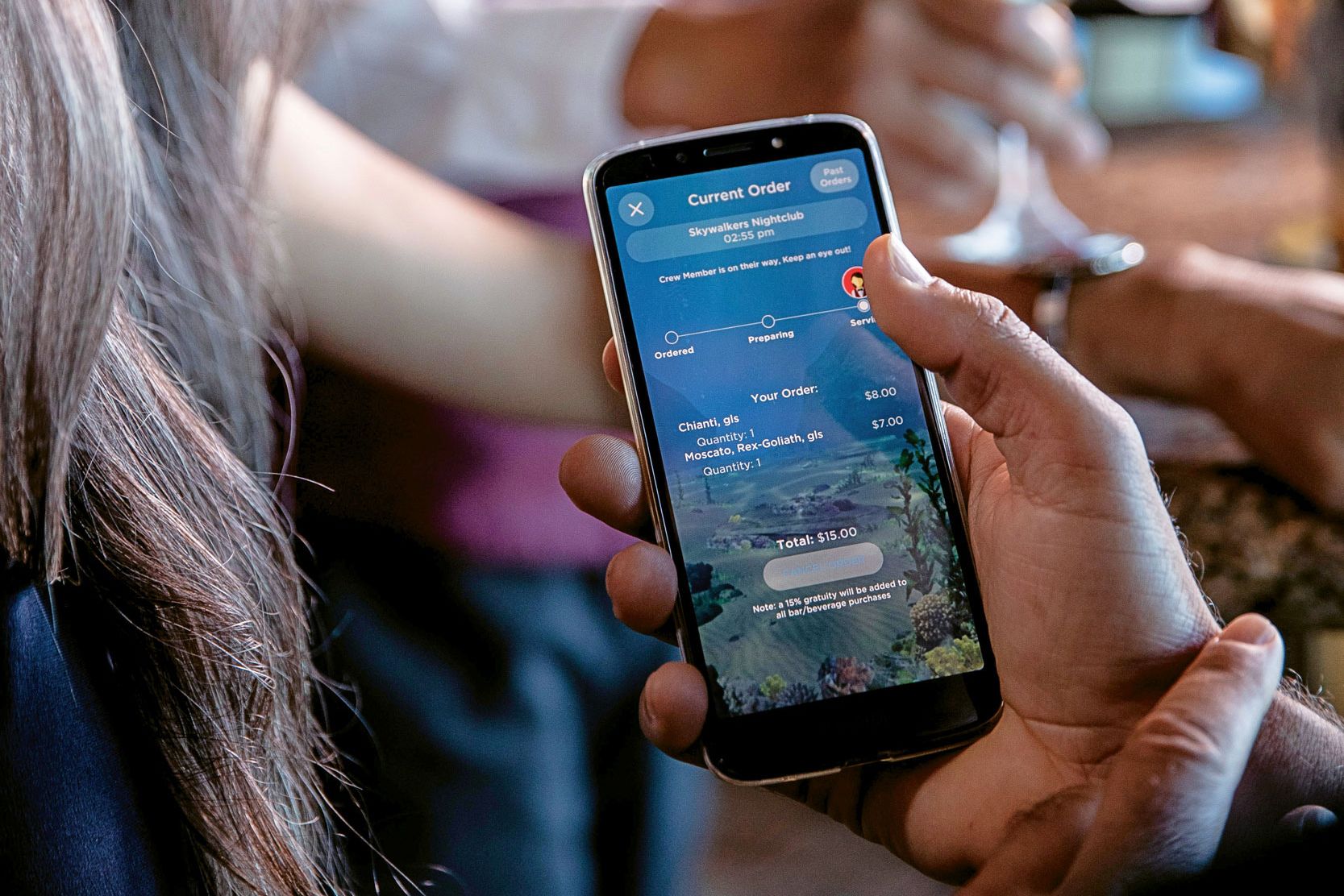 Using the OceanNow app, OceanMedallion users can have food and drinks delivered anywhere on the ship.