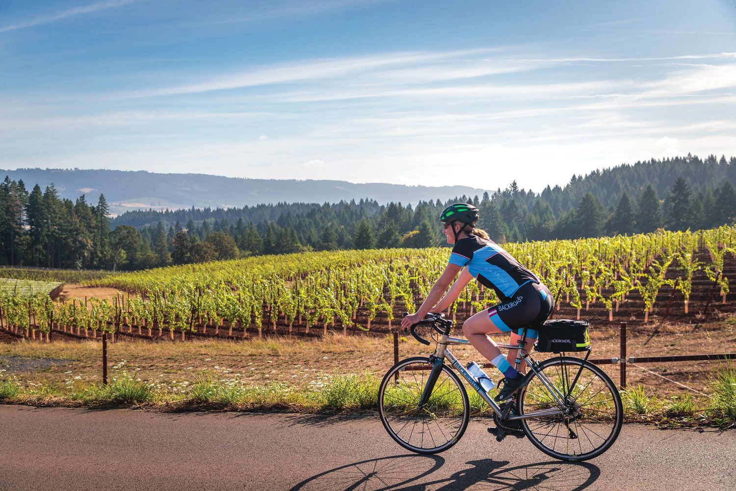 A cyclist on Backroads’ Willamette Valley Bike Tour. (Photo by Andrew Opila/Backroads)
