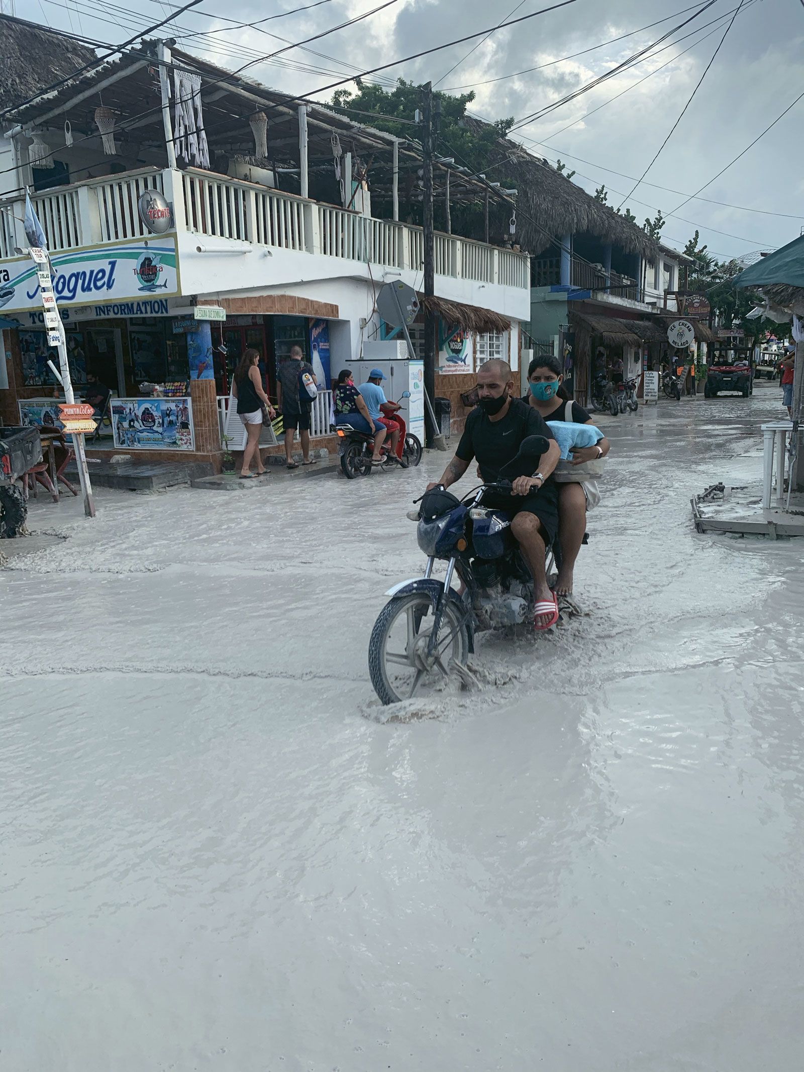 The going was slow and soggy on Isla Holbox after heavy rain.