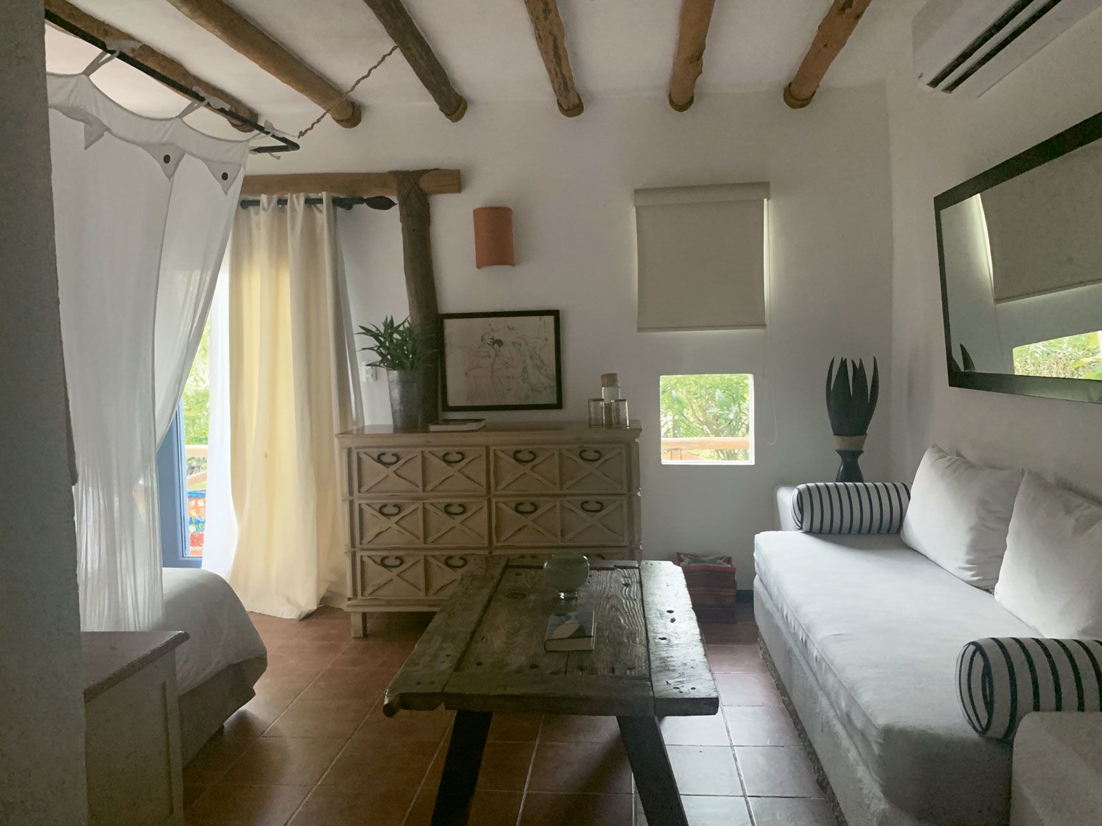 One of the 18 rooms at Ser Casasandra on Isla Holbox. The luxury boutique hotel did some renovations during the Covid travel shutdown.