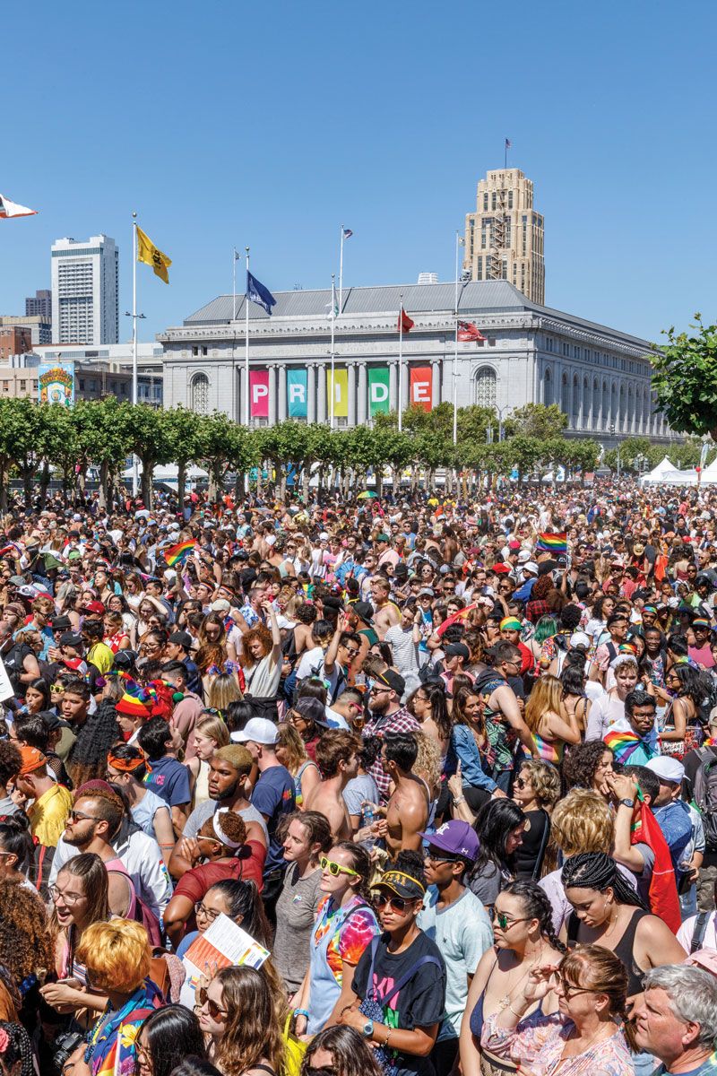 A crowd during San Francisco Pride. (Photo by Nader Khouri/SF Travel)