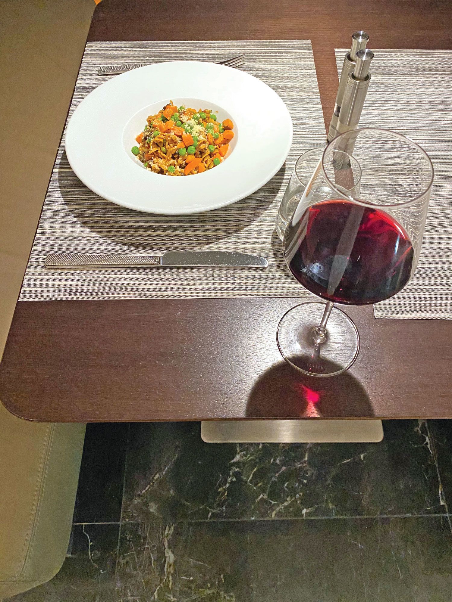 Sarah Grueneberg’s mushroom Bolognese was paired with a 2017 red blend from the Australian winery Mitolo. (TW photo by Robert Silk)