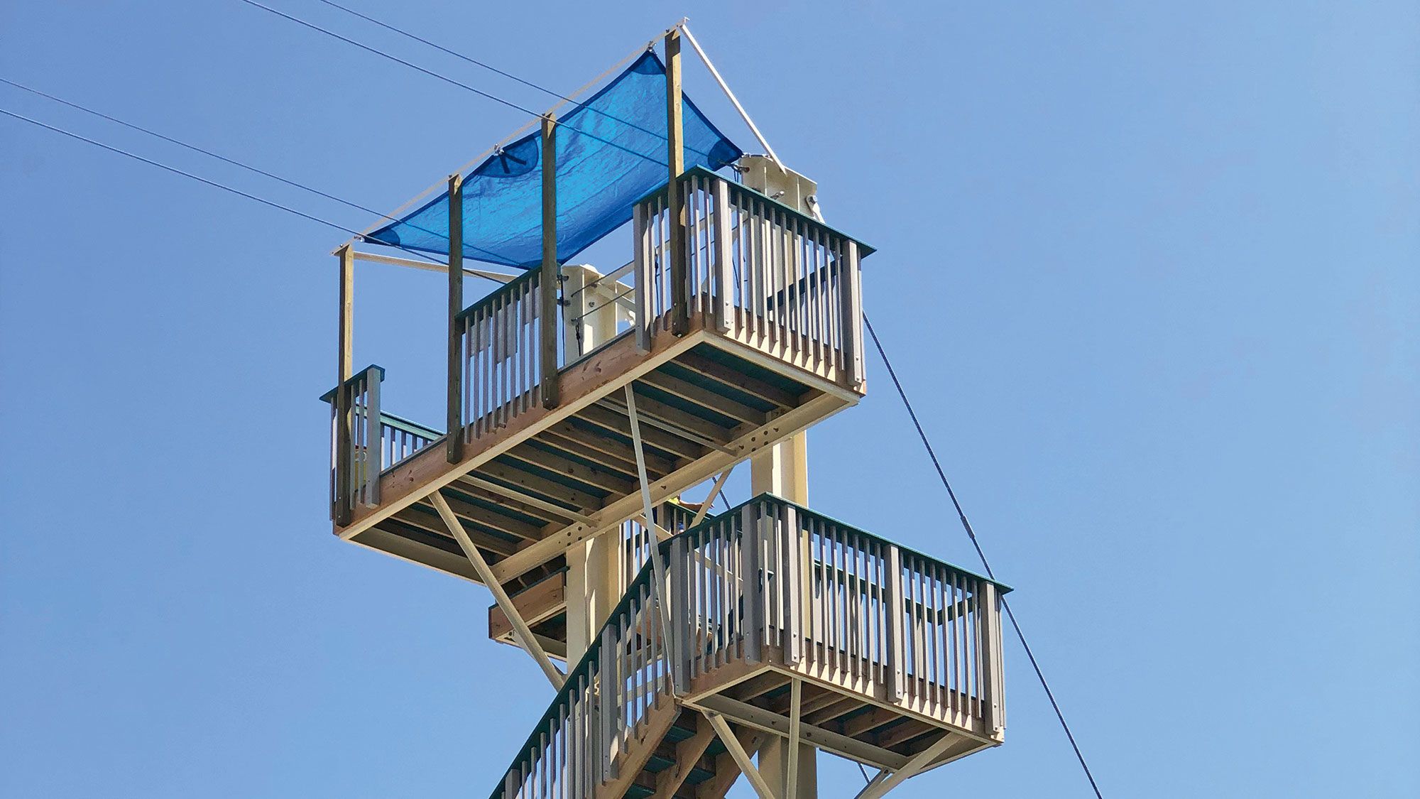 The platform for the 1,600-foot-long zipline at CocoCay. (TW photo by Tom Stieghorst)