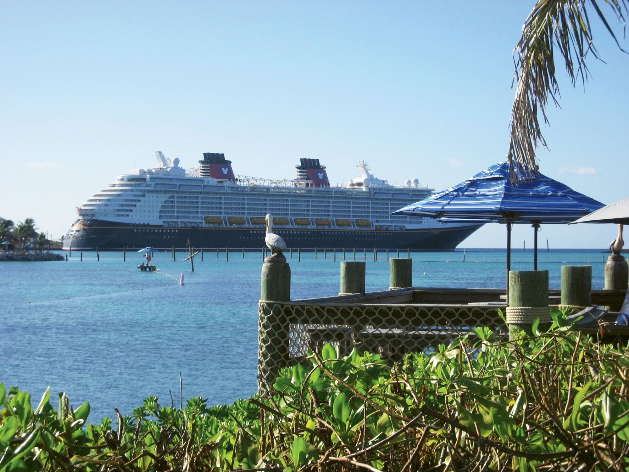 A Disney Cruise Line ship docked at the line’s Castaway Cay private island. Disney has finalized the purchase of Lighthouse Point on the southern end of Eleuthera, making it the first line with two private islands in the Bahamas. (TW photo by Tom Stieghorst)