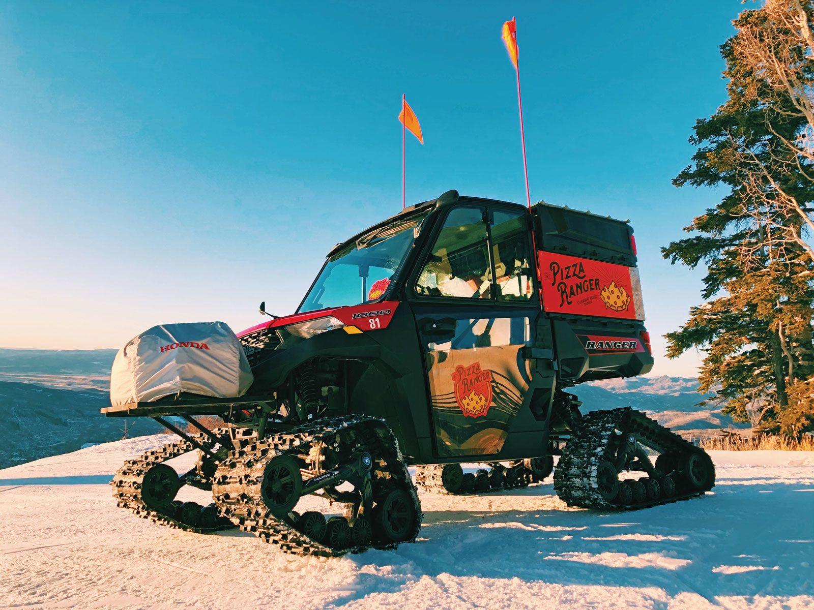 The Pizza Ranger snowcat delivered pizzas at Steamboat Resort in Colorado. (Photo by Jay Kinghorn/Steamboat Ski Resort)