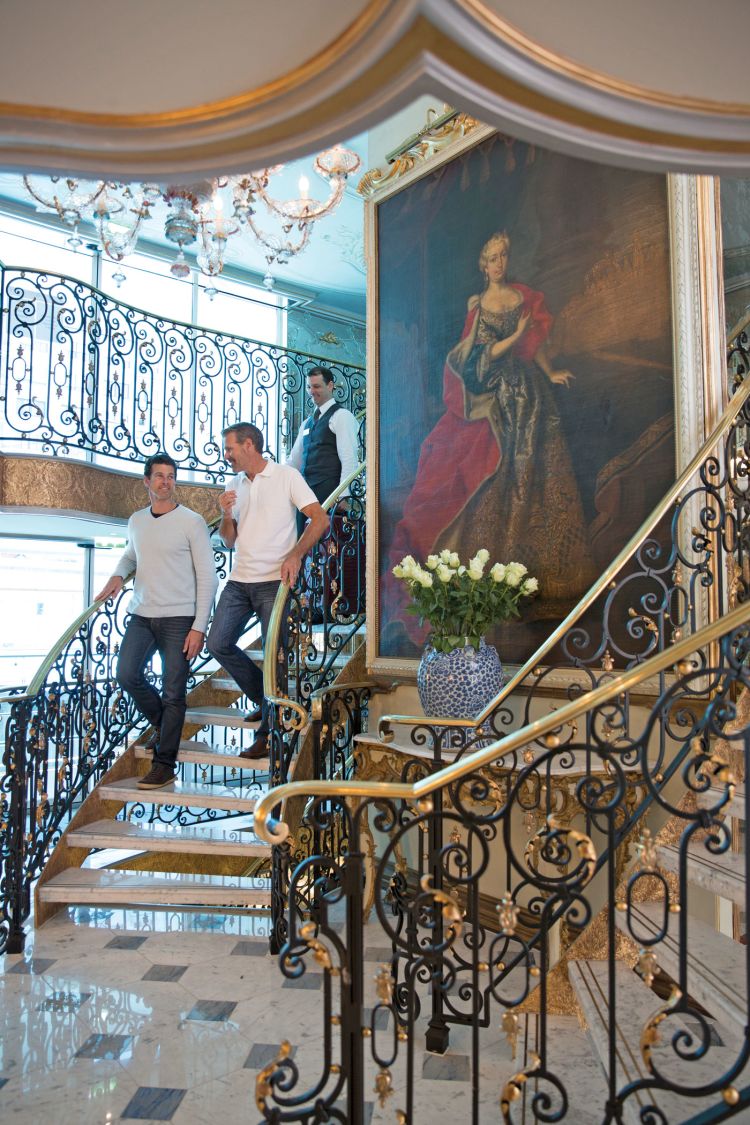 Promotional image featuring gay travelers used by Uniworld Boutique River Cruise Collection. Uniworld trains operations and commercial staff members on LGBTQ sensitivity. (Photo by Uniworld)