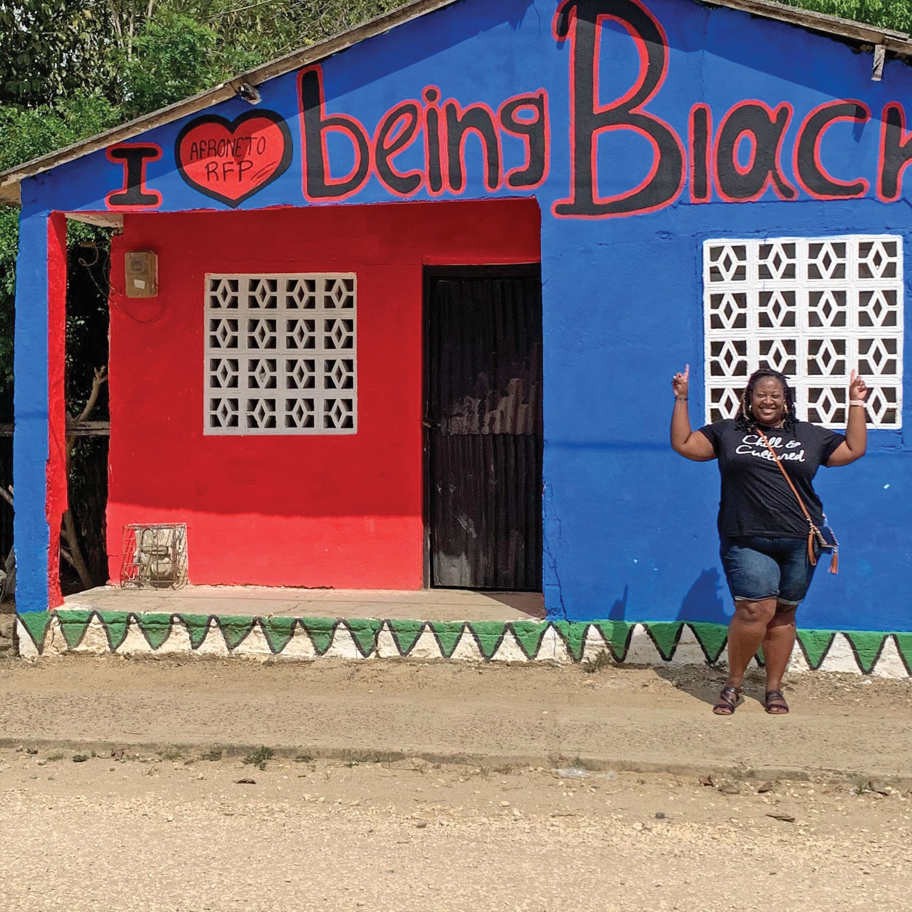 The “I Love Being Black” House is one of the signature art murals to see in Palenque. (Photo by Jenn Earley)