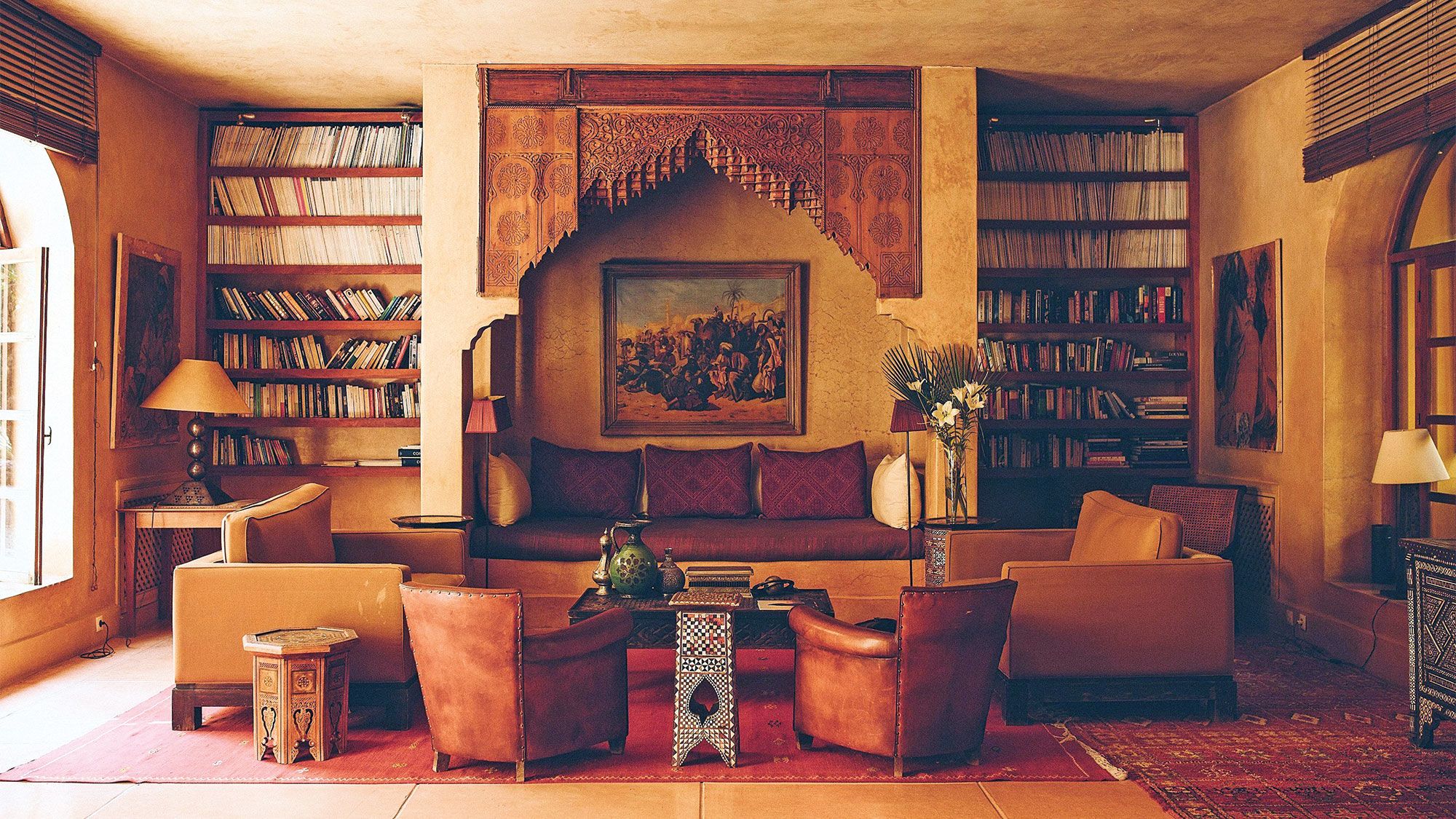 The salon room of Jnane Tamsna hotel in Marrakech, Morocco’s only Black-owned hotel. (Photo by Peter Jurica/Courtesy of Jnane Tamsna)