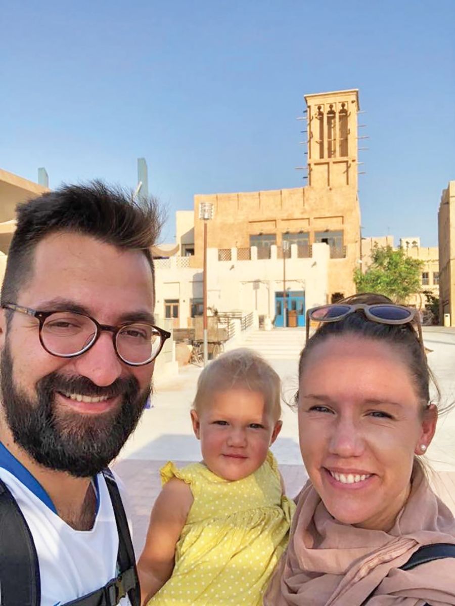The Somen family sightseeing in Dubai. By the time little Grace turned 2, she had been to a dozen countries.
