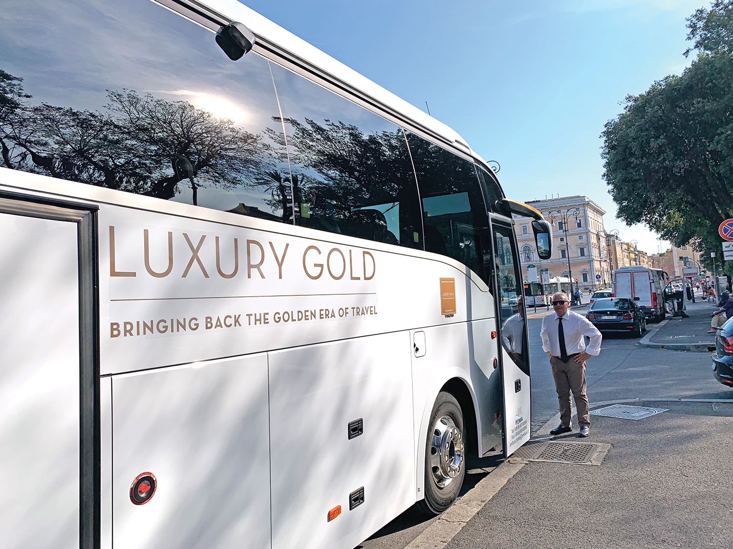 It looks like a bus, but Luxury Gold designates its tour vehicles luxury coaches.