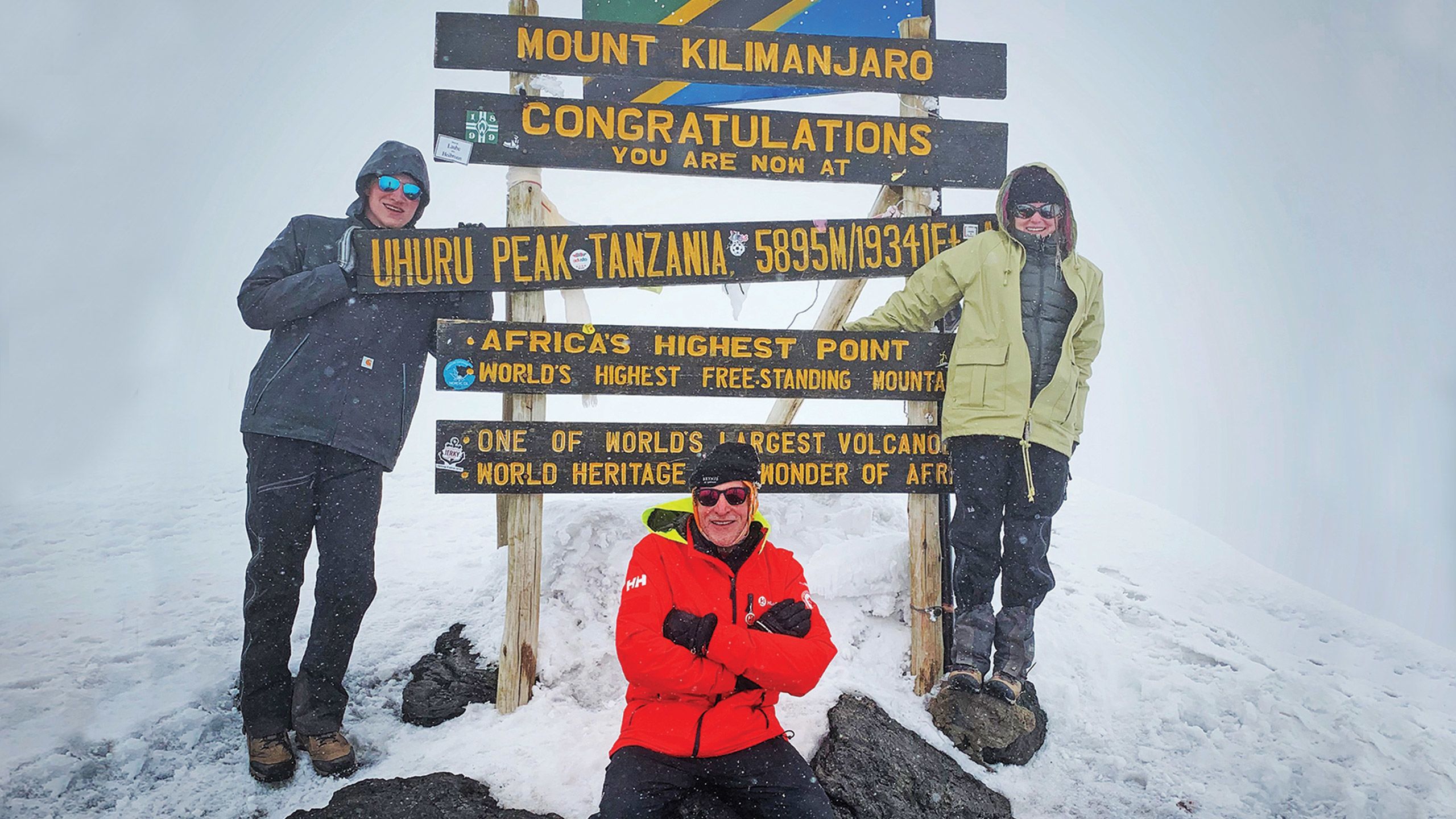 At the mountaintop, cold, thin air but an incredible feeling of elation.